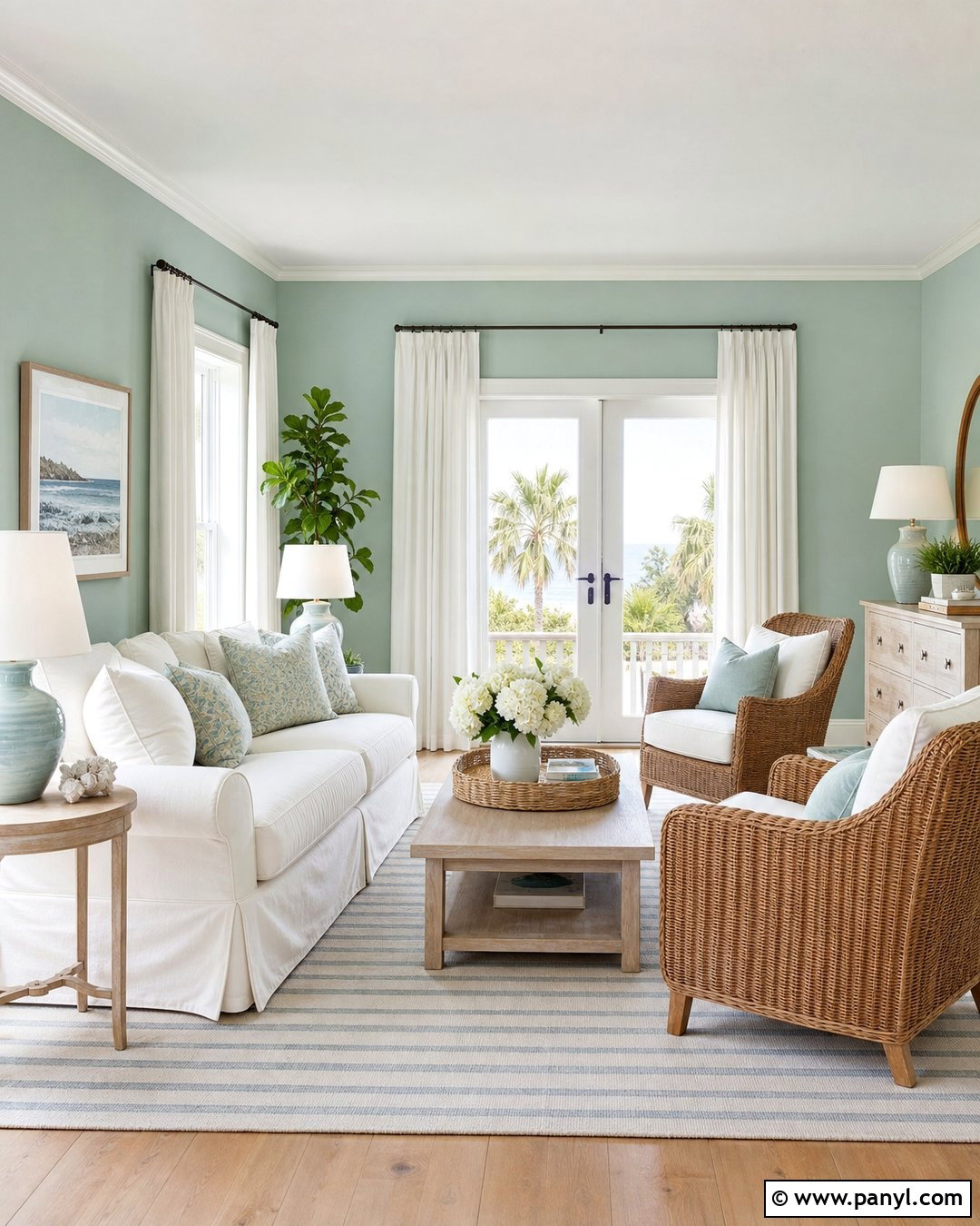 Pale Green Coastal Living Room - 30 pale green walls