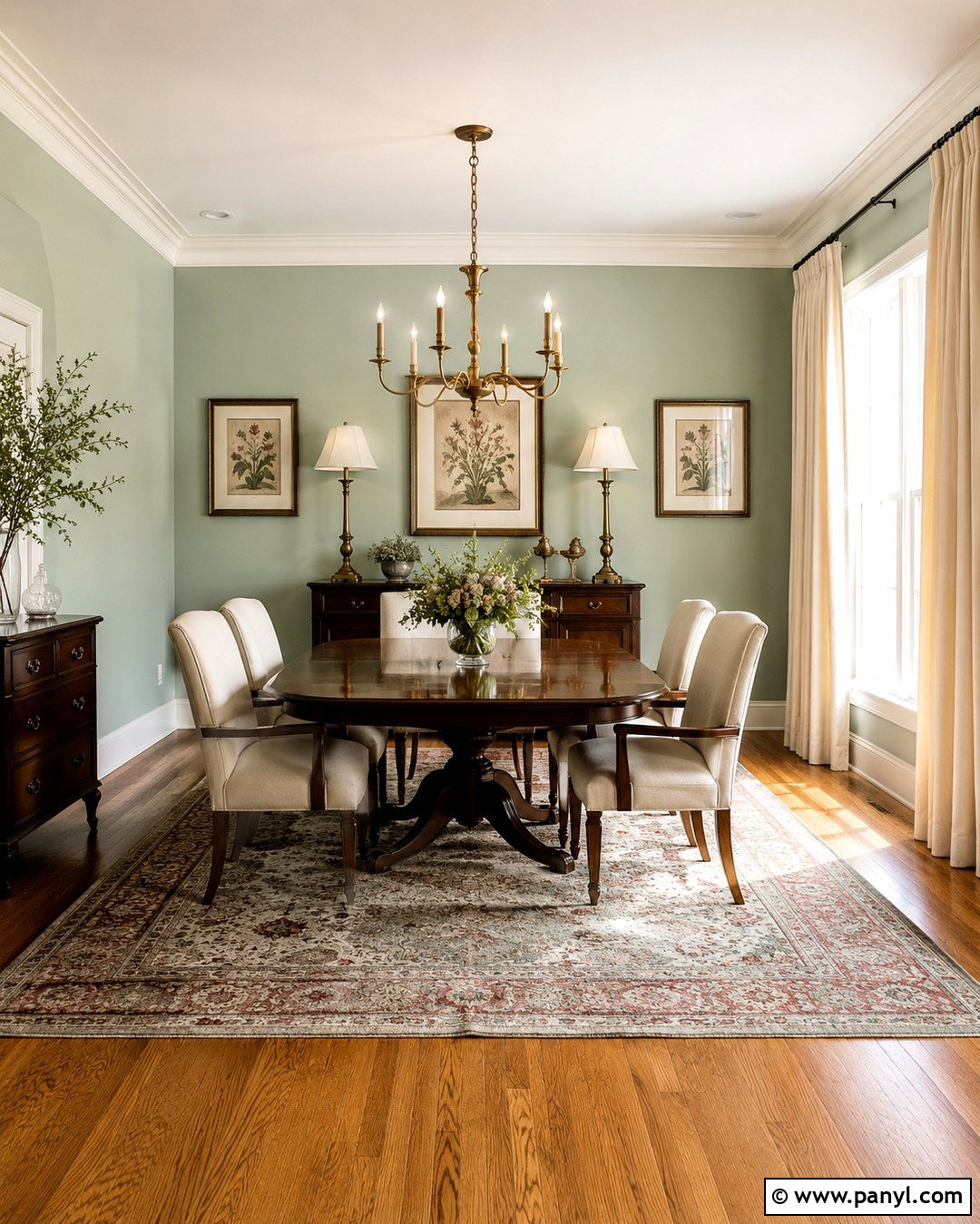 Pale Green Dining Room Walls With Dark Wood - 20 Pale Green Wall Color Ideas