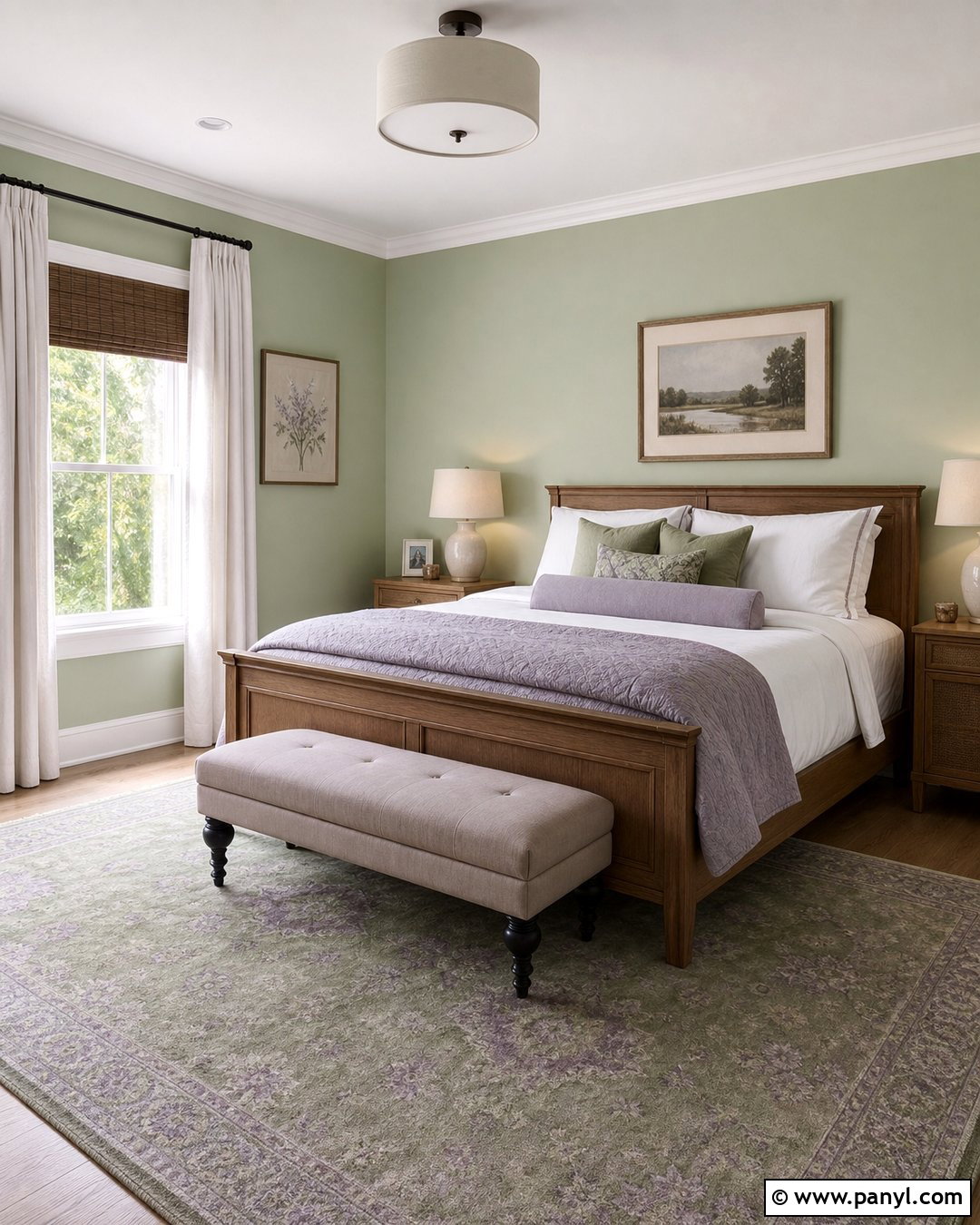Pale Green Guest Bedroom With Lavender - 30 pale green walls