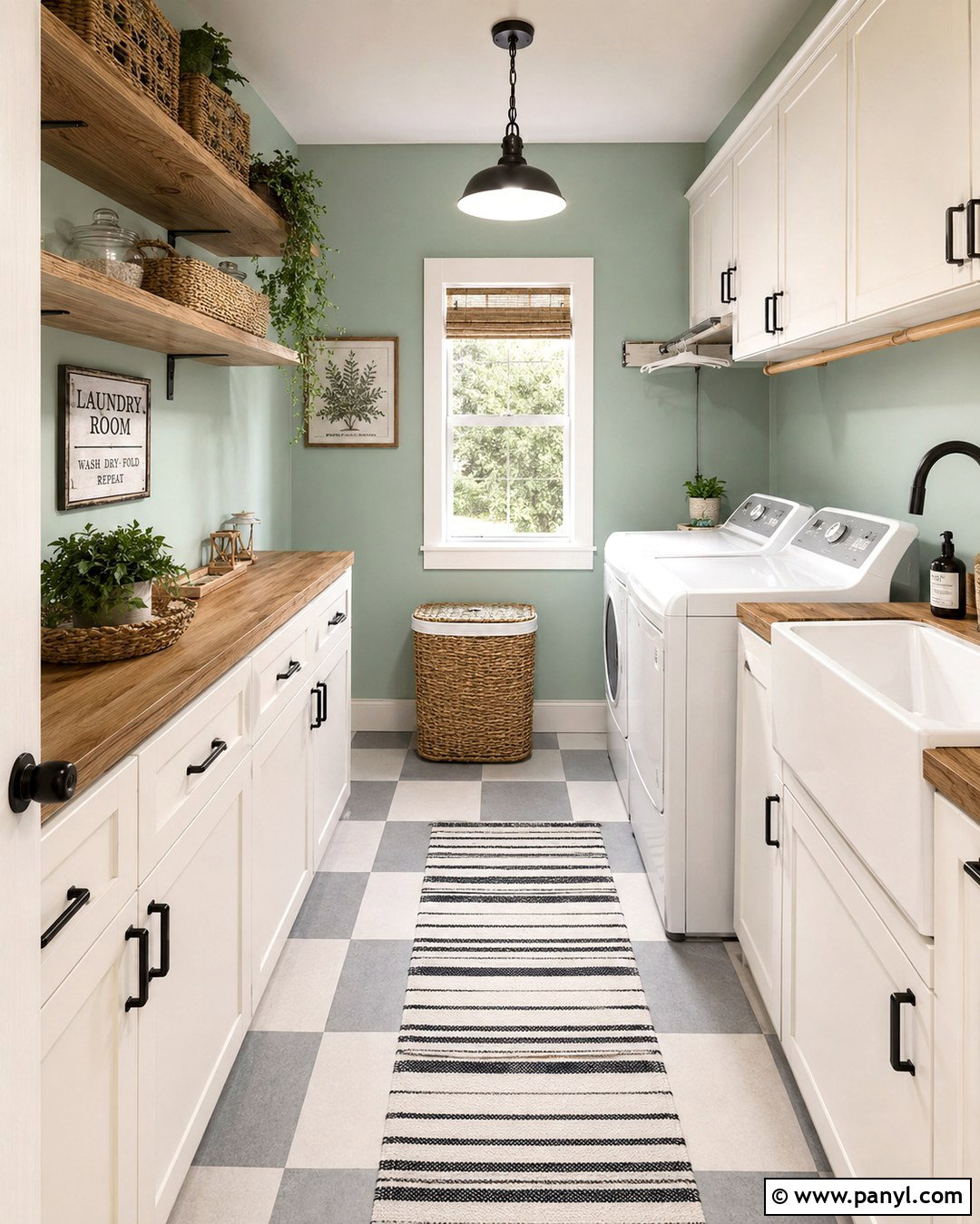 Pale Green Laundry Room Walls With Checkerboard Flooring - 20 Pale Green Wall Color Ideas