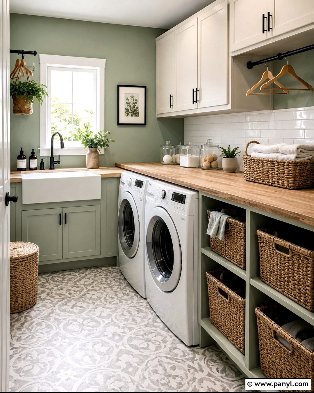 Pale Green Laundry Room - 20 Soft Green Wall Color Ideas