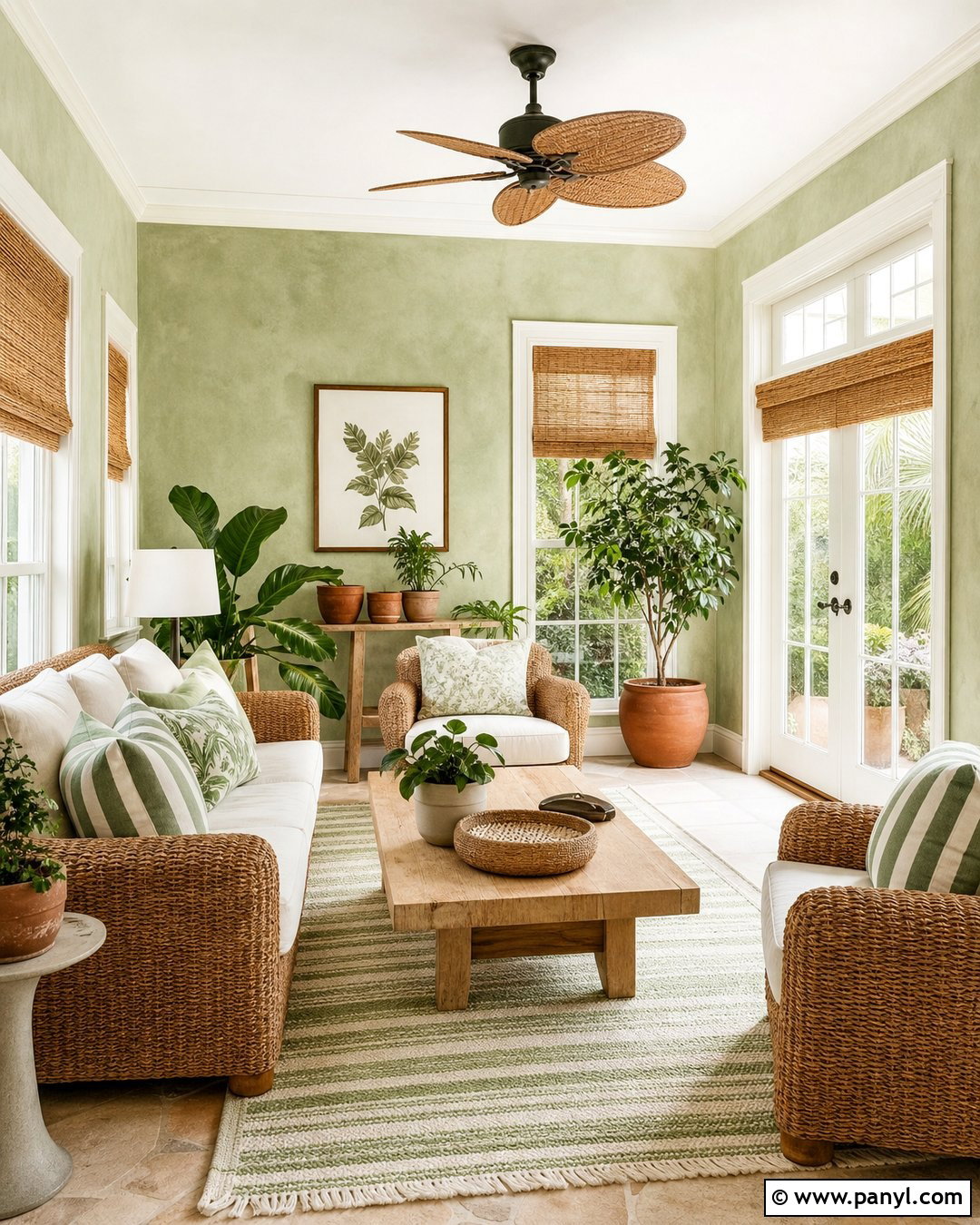 Pale Green Limewash Sunroom - 50 Limewash Walls