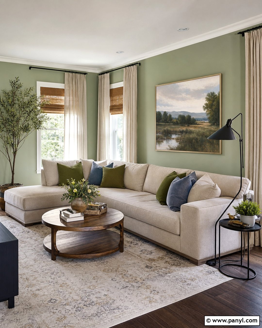 Pale Green Living Room With Beige Sectional - 25 Pale Green Living Room Walls