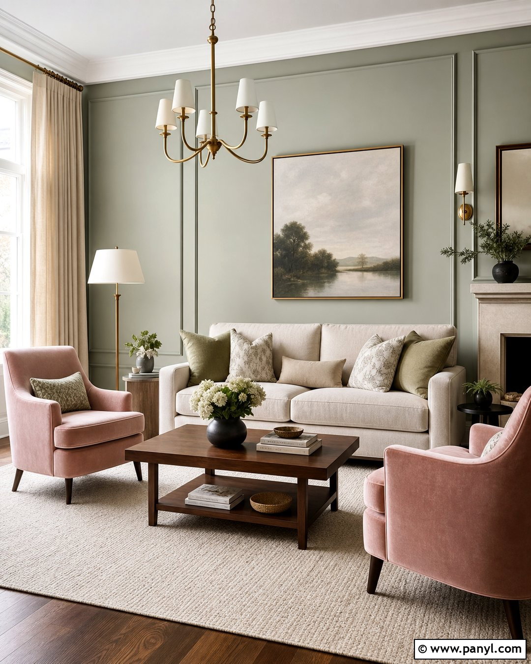 Pale Green Living Room With Blush Pink - 30 pale green walls