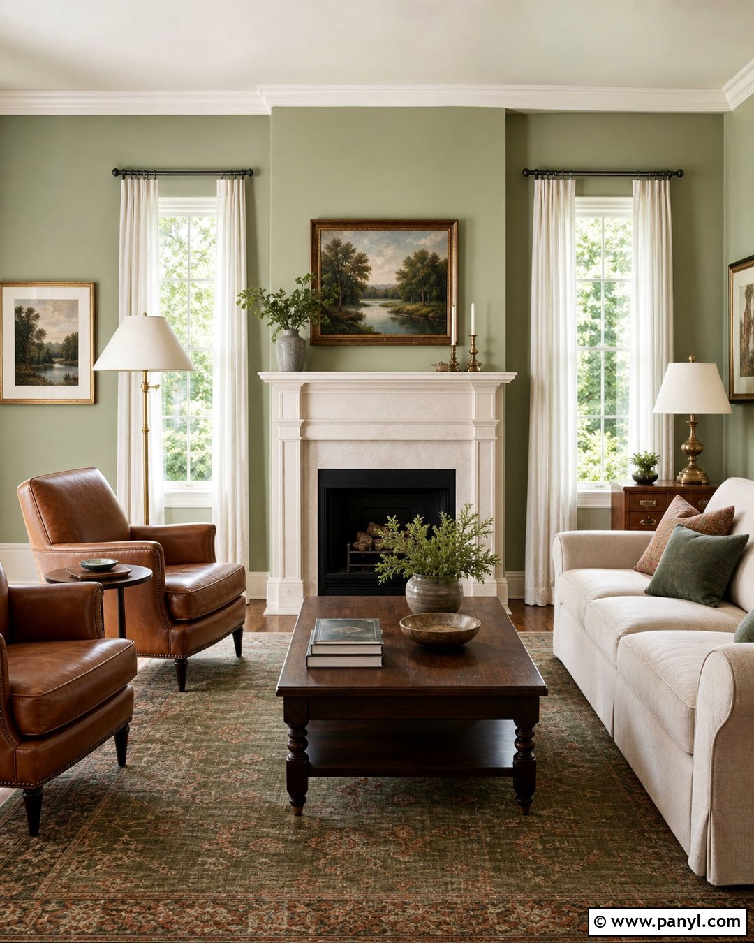 Pale Green Living Room With Fireplace - 30 pale green walls
