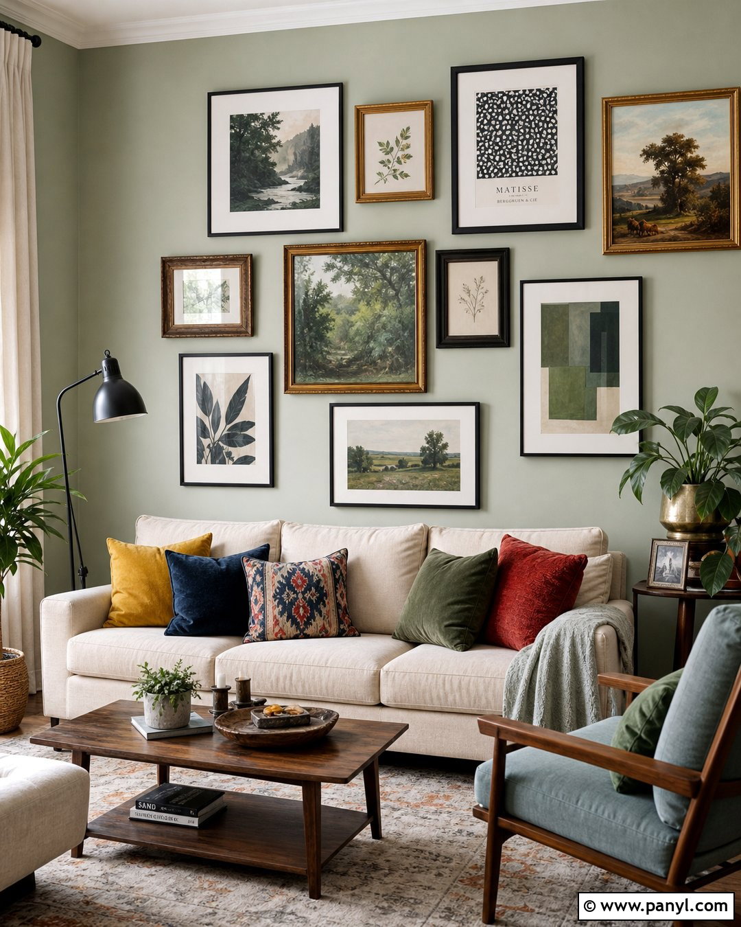 Pale Green Living Room With Gallery Wall - 25 Pale Green Living Room Walls