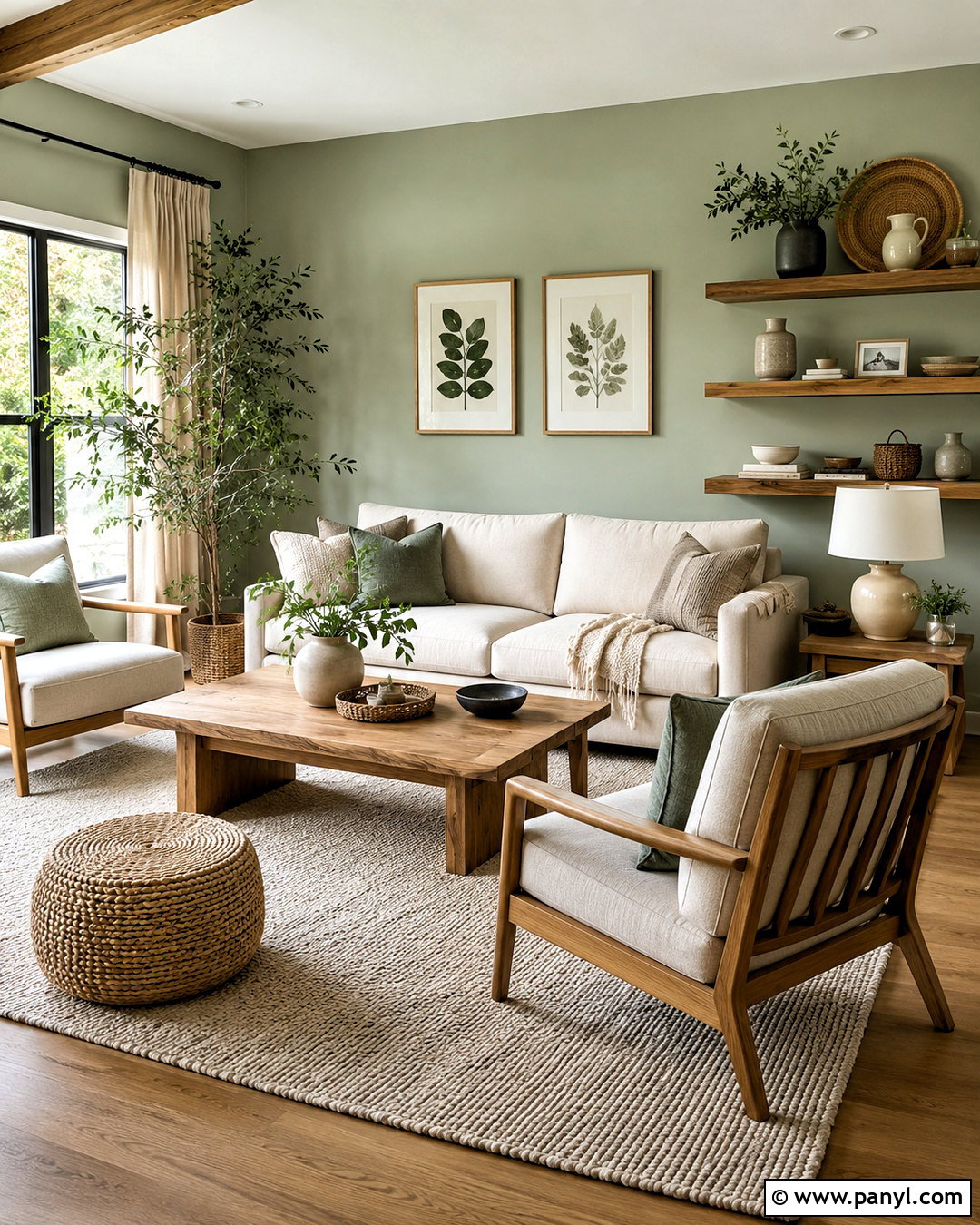 Pale Green Living Room With Natural Wood - 20 pale green living room ideas