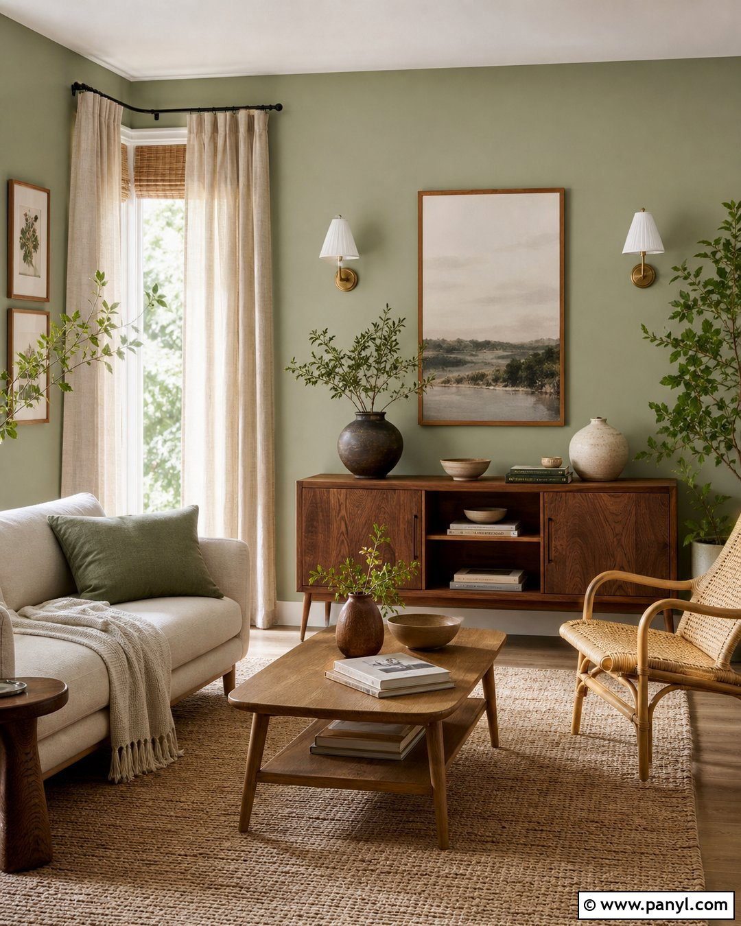 Pale Green Living Room With Natural Wood - 25 Pale Green Living Room Walls