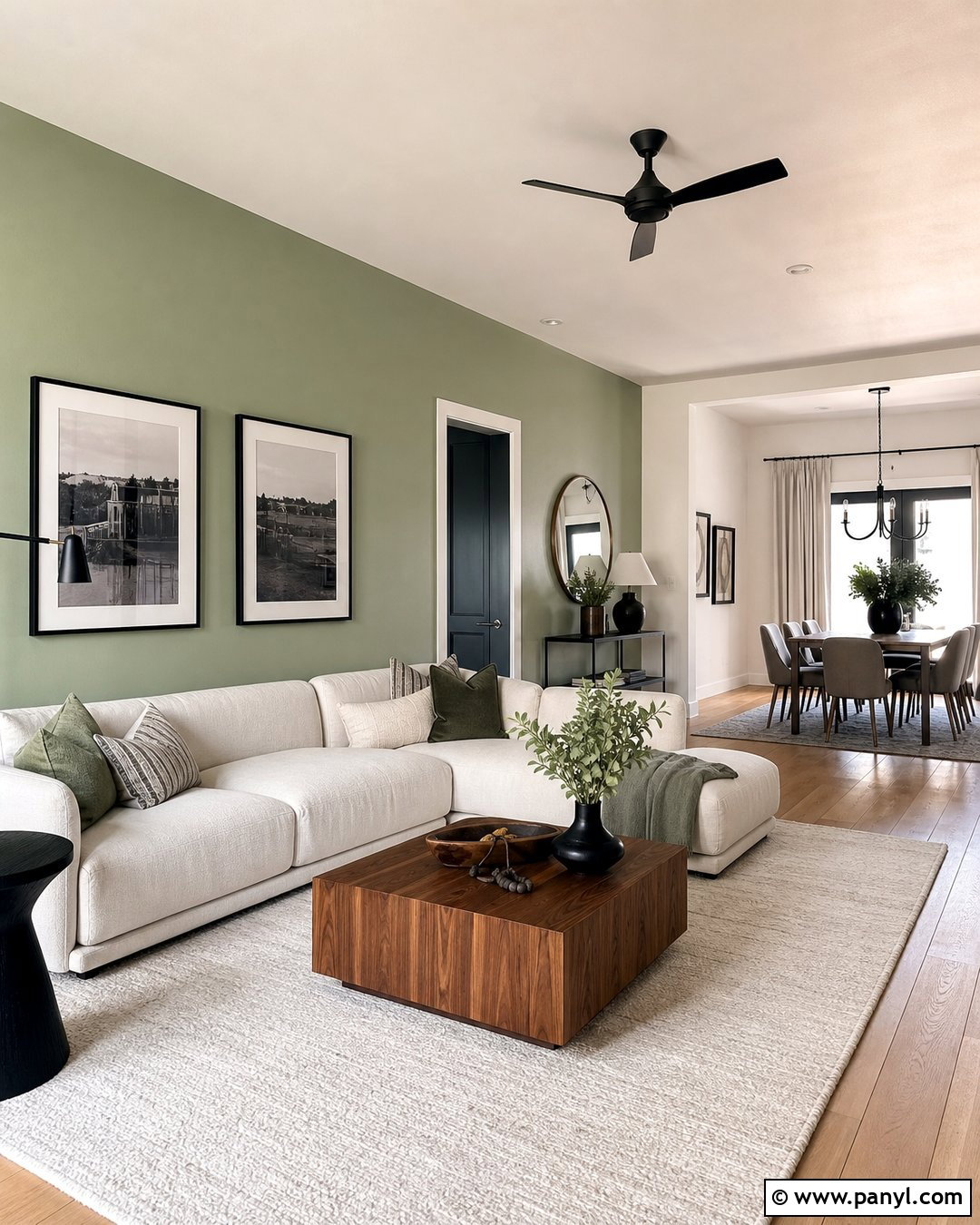 Pale Green Living Room With Open Plan Layout - 25 Pale Green Living Room Walls