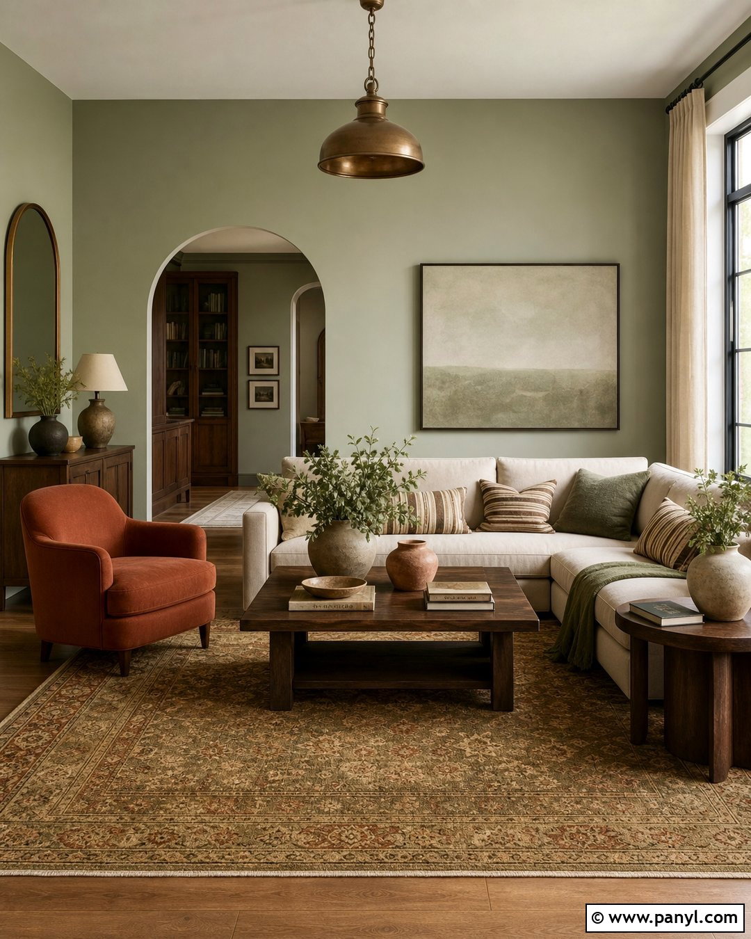 Pale Green Living Room With Terracotta Accents - 30 pale green walls
