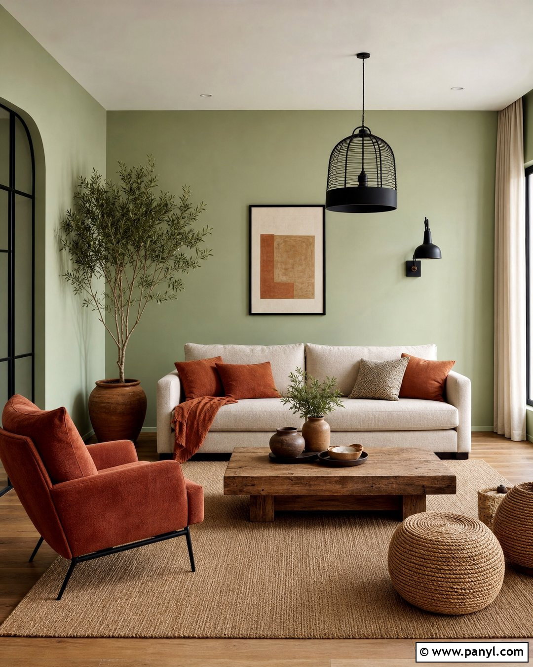 Pale Green Living Room With Terracotta Accents - 25 Pale Green Living Room Walls