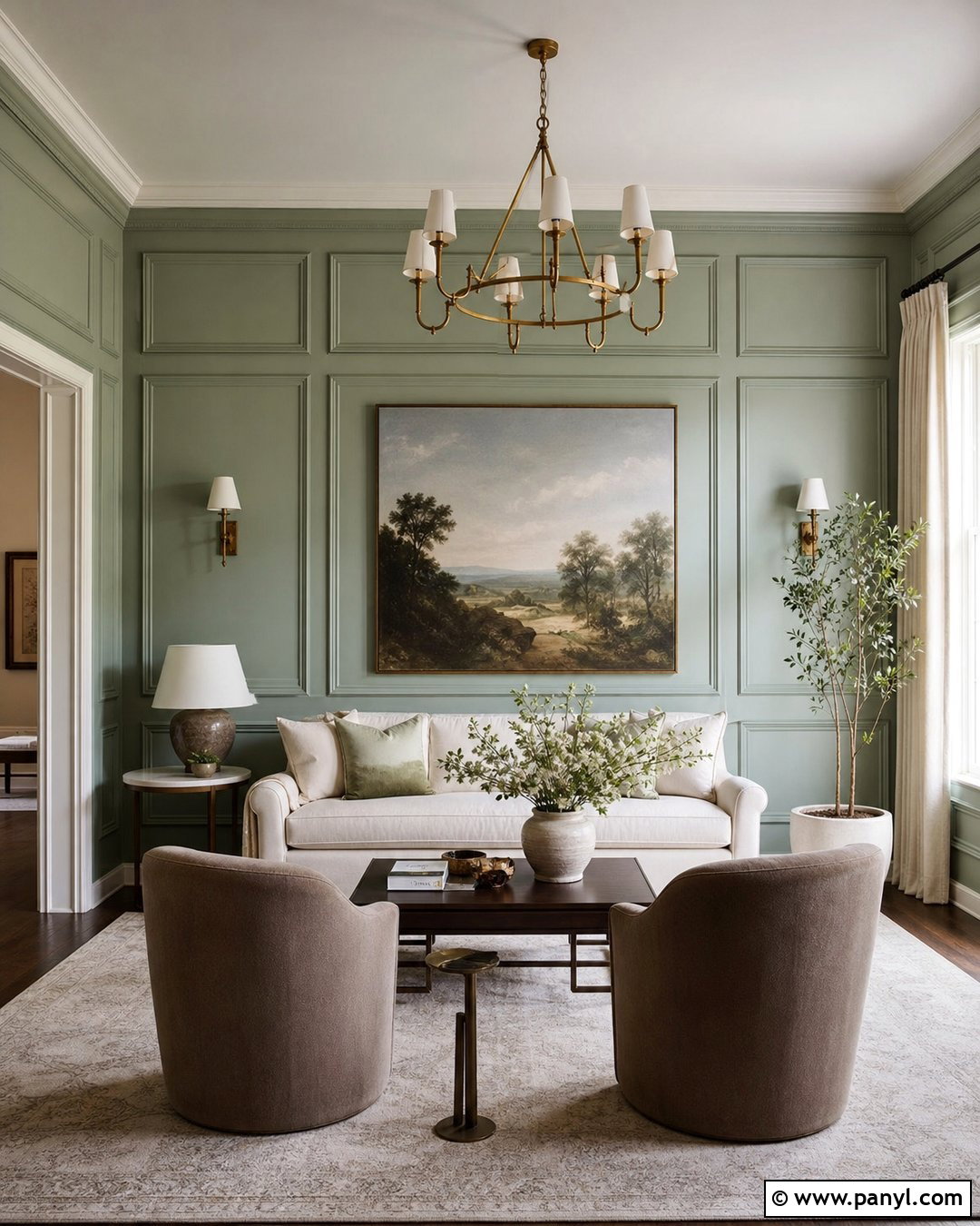 Pale Green Living Room With Wall Paneling - 25 Pale Green Living Room Walls