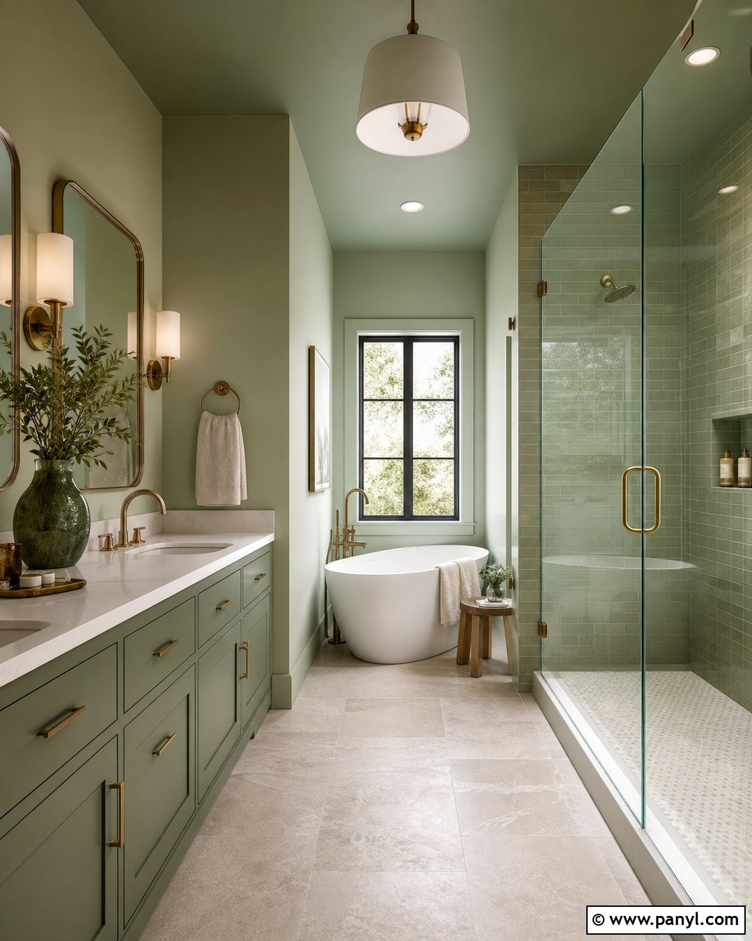 Pale Green Monochromatic Bathroom - 20 Pale Green Bathroom Paint Ideas