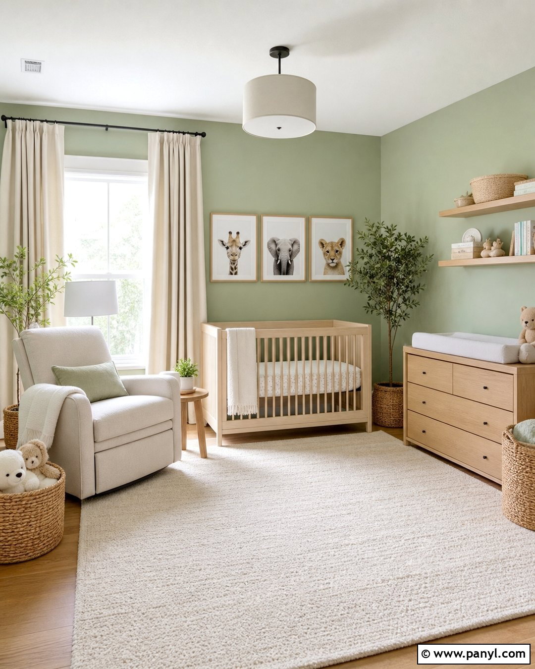 Pale Green Nursery With Natural Wood - 30 pale green walls