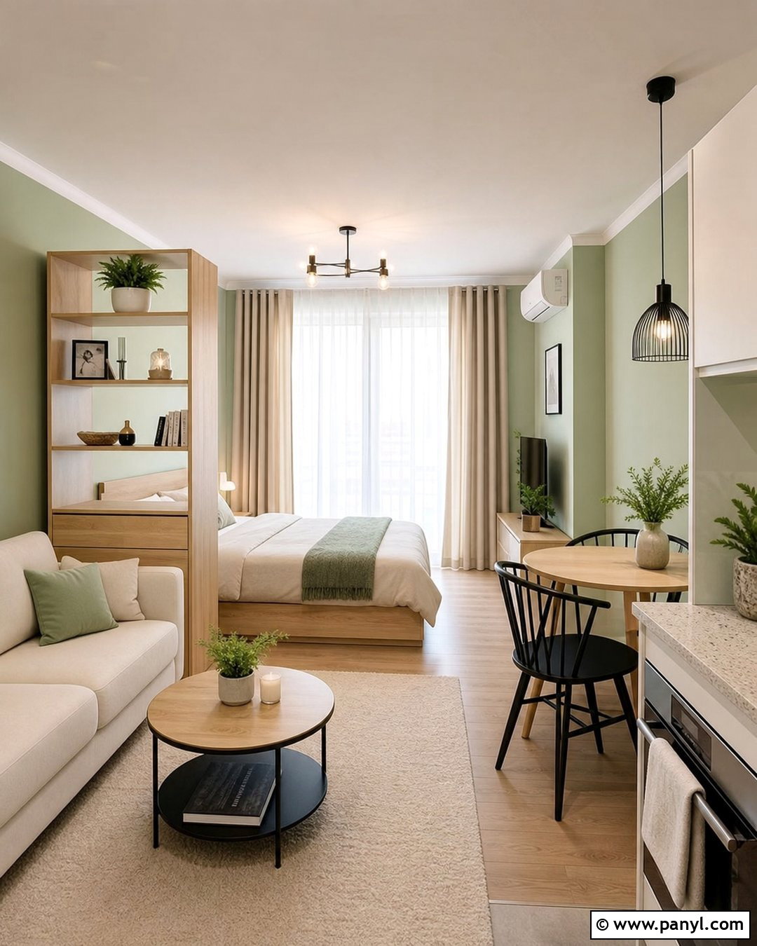 Pale Green Studio Apartment - 30 pale green walls