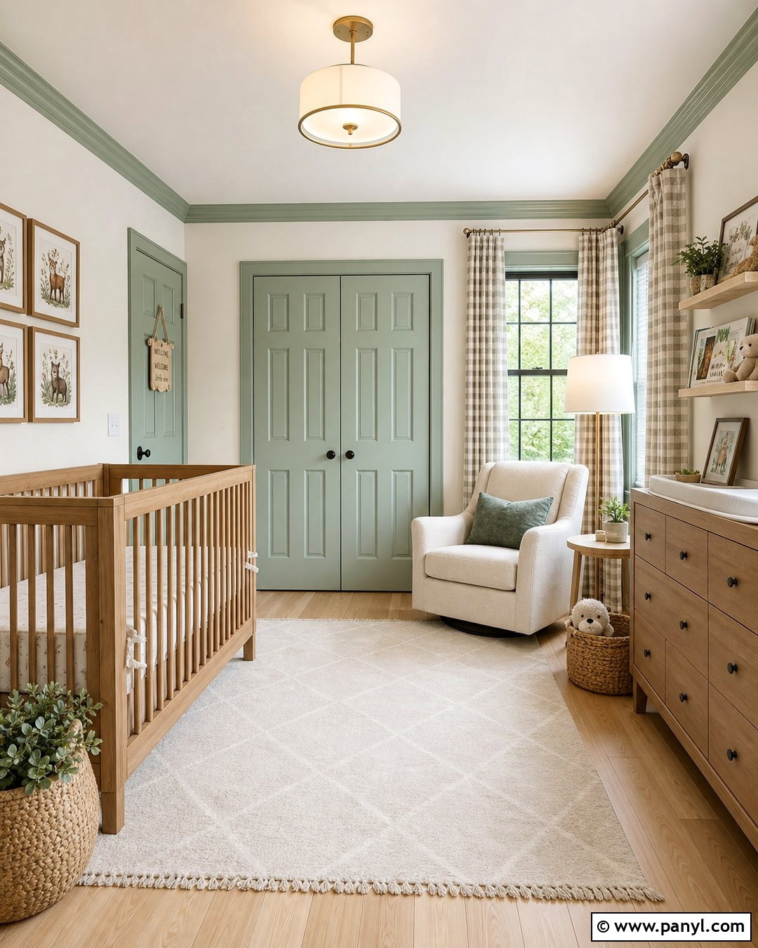 Pale Green Trim Nursery - 35 green trim white walls