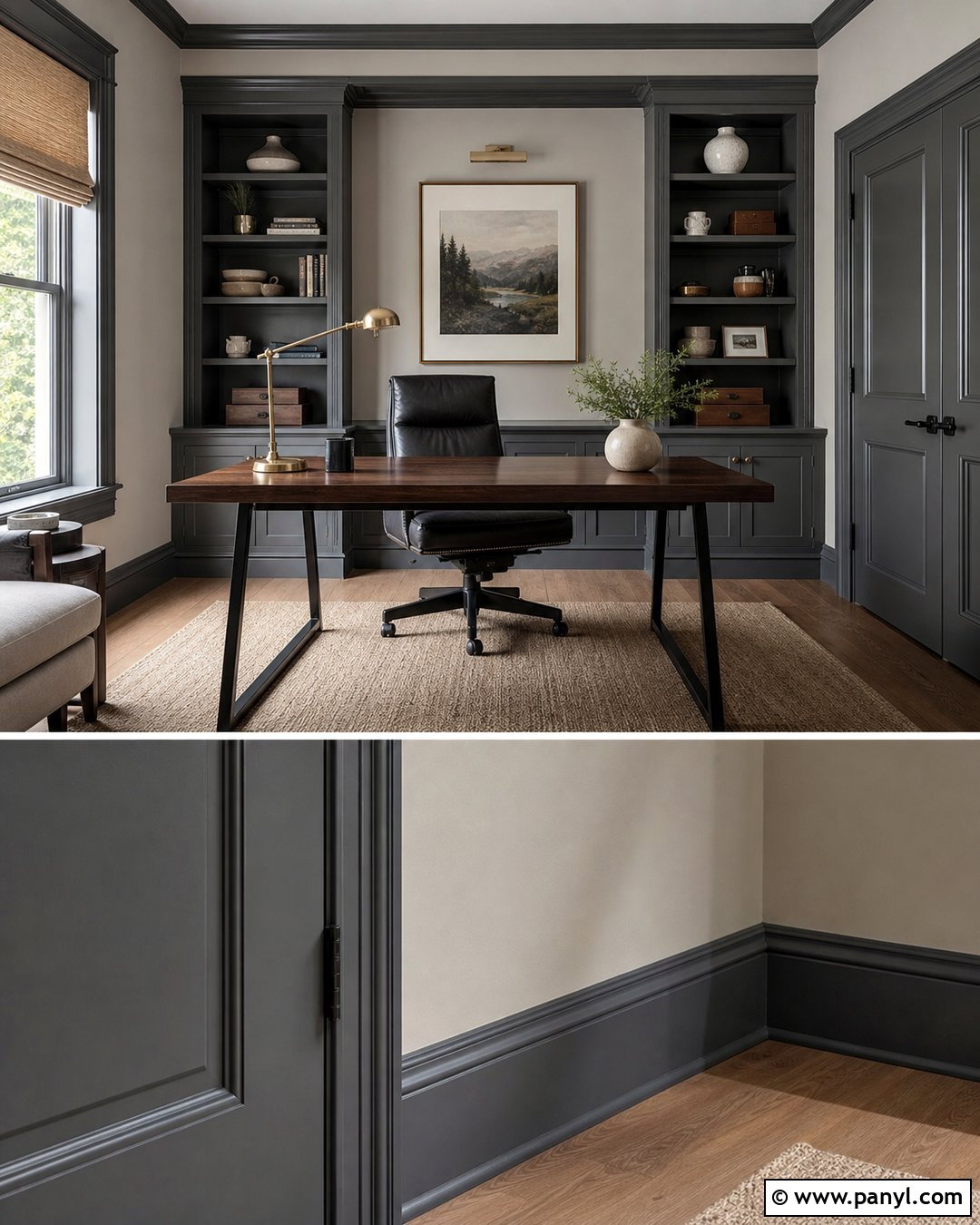 Pale Greige Walls With Charcoal Trim - 20 Light Walls Colored Trim Ideas