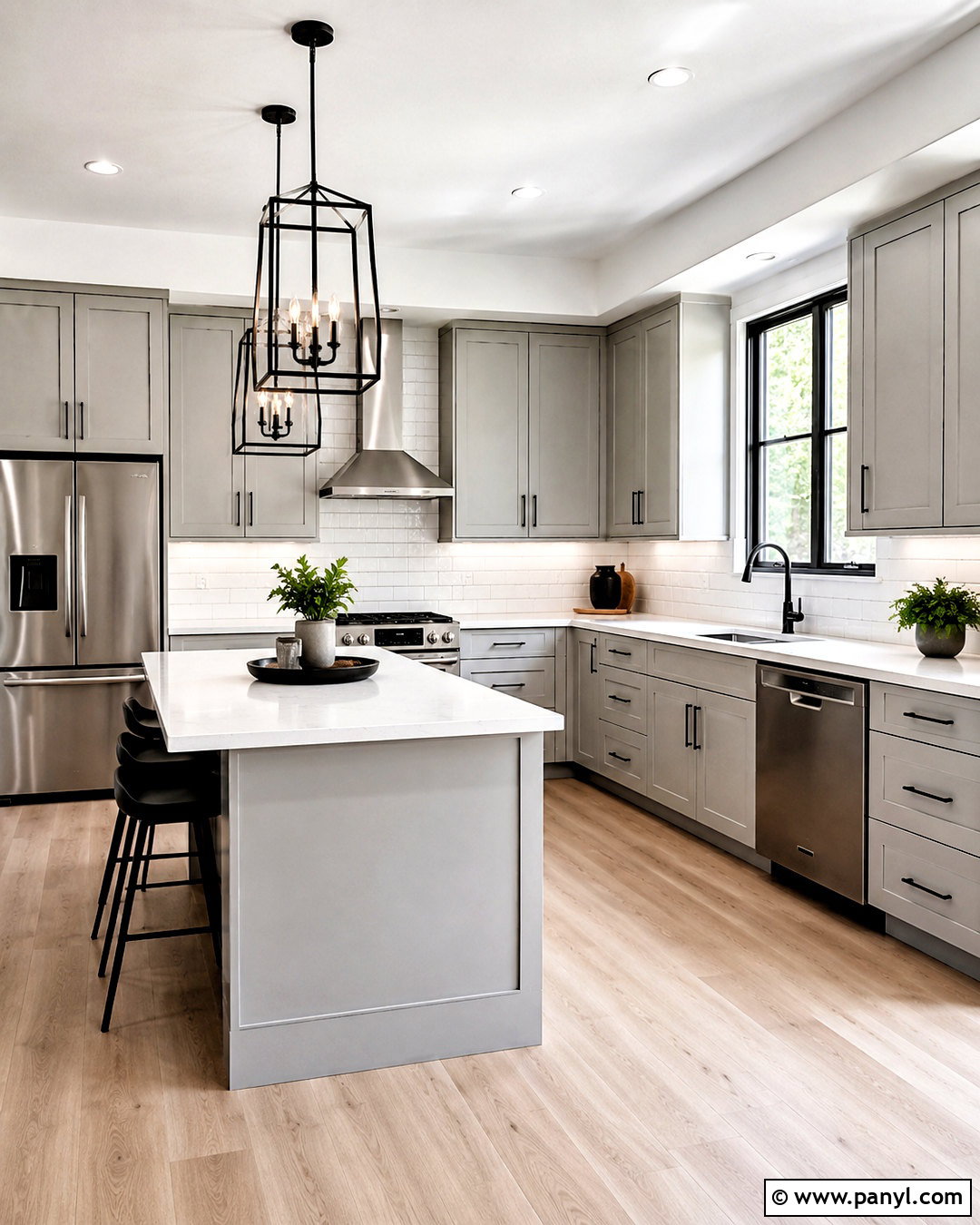 Pale Grey Kitchen With Black Accents - 20 pale grey kitchen ideas