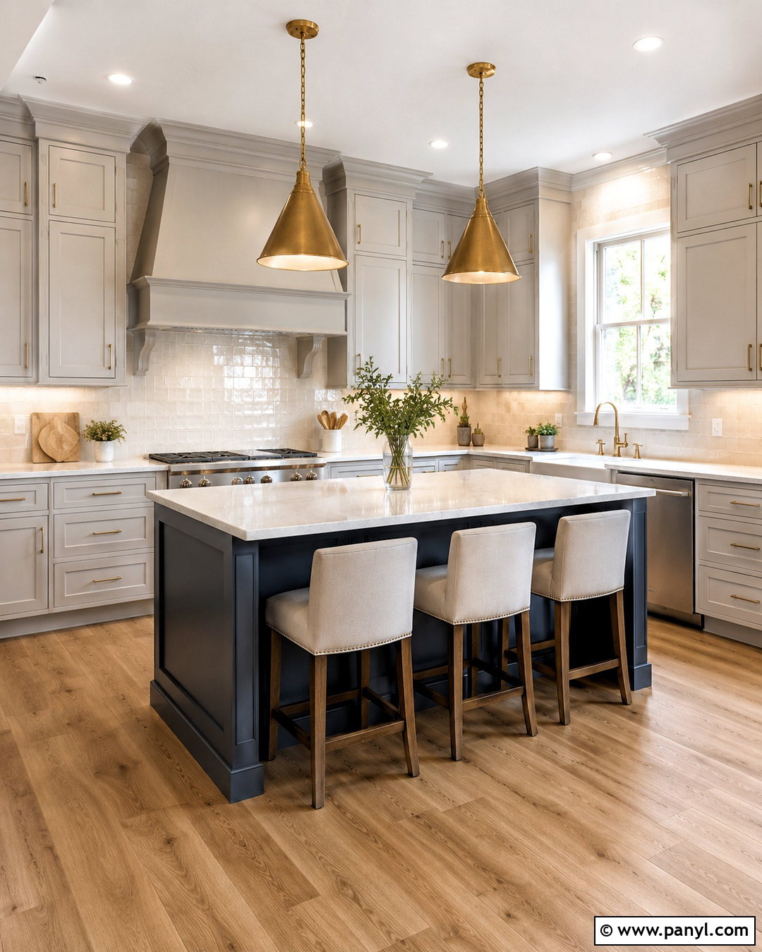 Pale Grey Kitchen With Blue Island - 20 pale grey kitchen ideas
