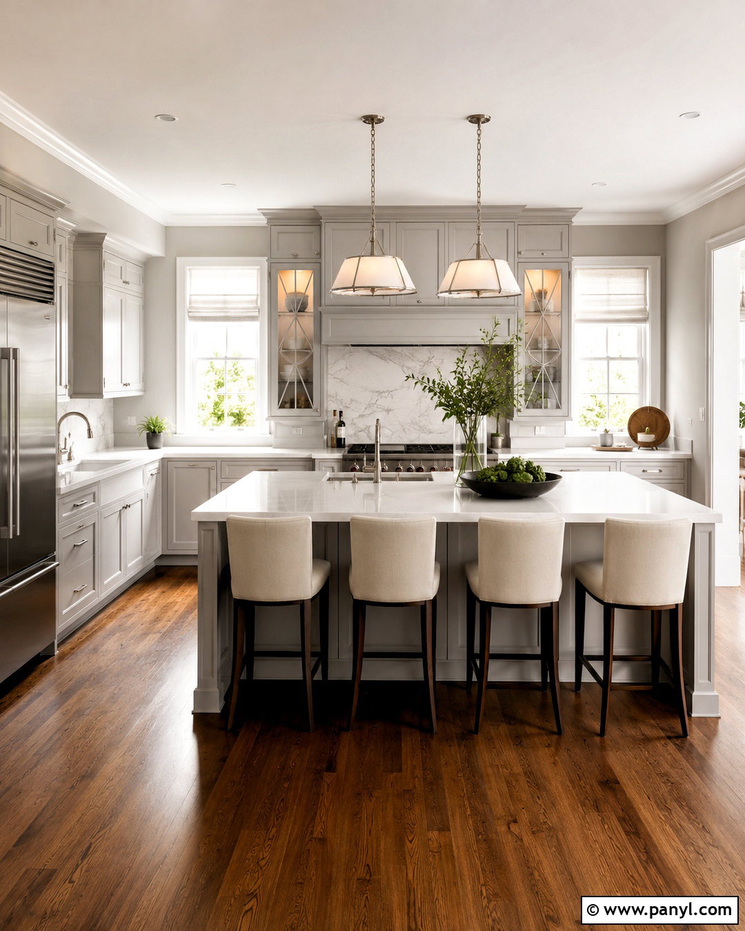 Pale Grey Kitchen With Dark Wood Floors - 20 pale grey kitchen ideas