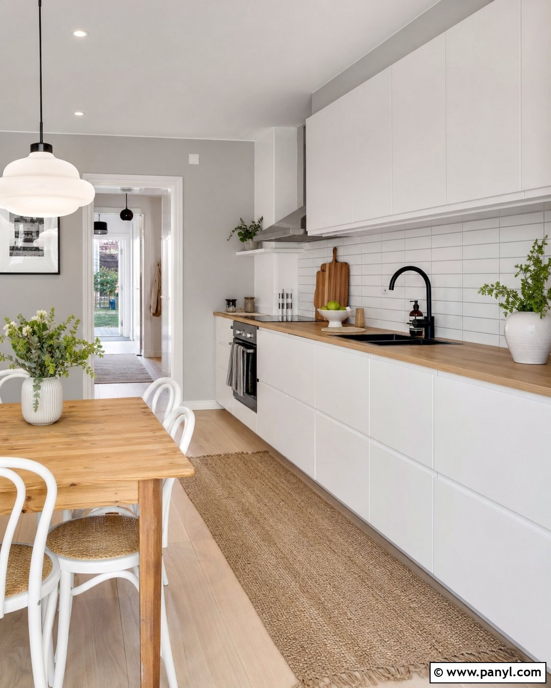Pale Grey Walls With A White Kitchen - 20 Grey Walls In A Scandinavian Interior Ideas