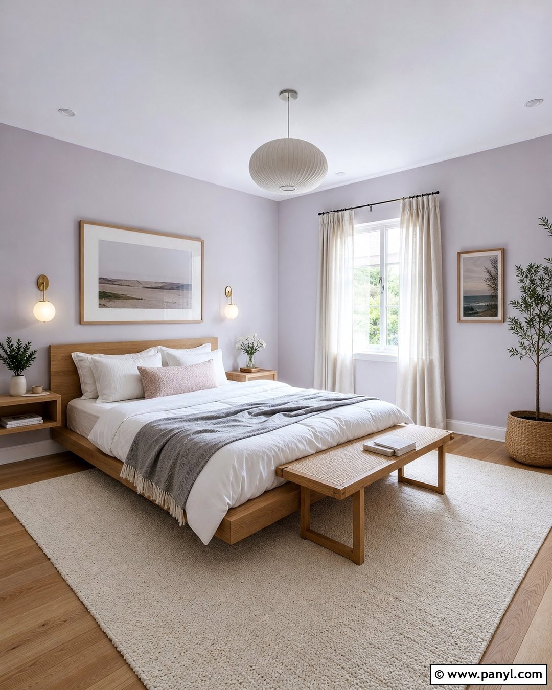 Pale Lavender Bedroom With Natural Oak - 20 Pale Lavender Wall Paint Ideas