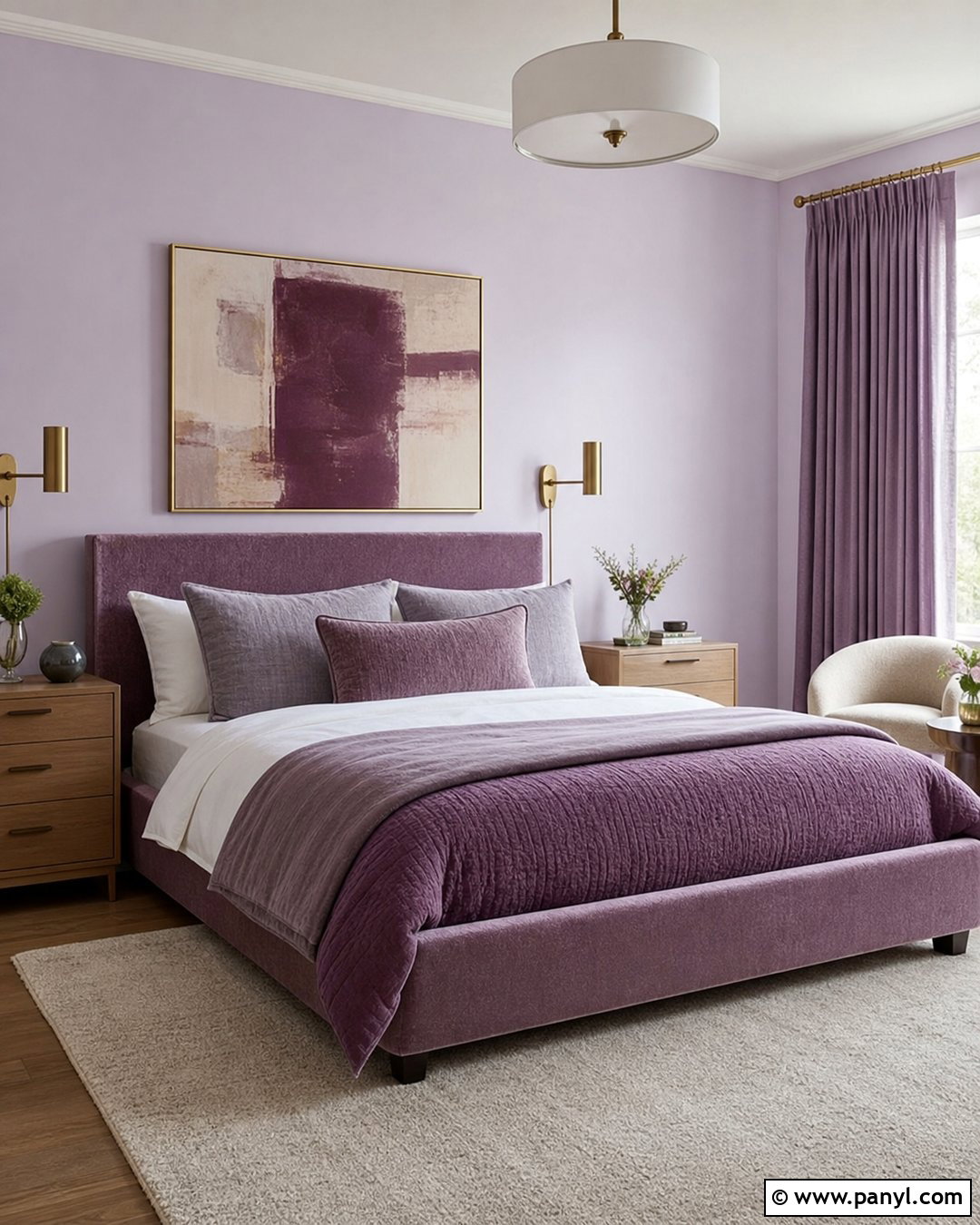 Pale Lavender Bedroom With Tonal Purple - 20 Pale Lavender Wall Paint Ideas