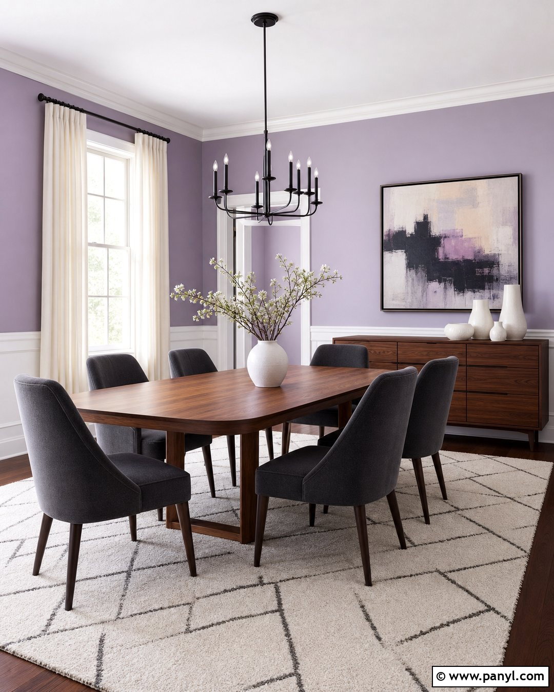 Pale Lavender Dining Room With Charcoal Gray - 20 Pale Lavender Wall Paint Ideas