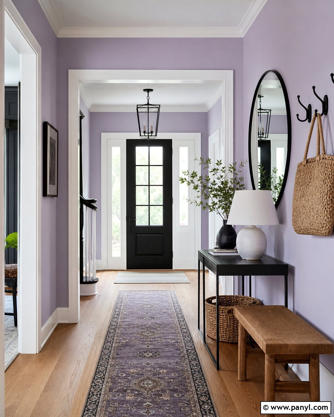 Pale Lavender Entryway With Black Accents - 20 Pale Lavender Wall Paint Ideas