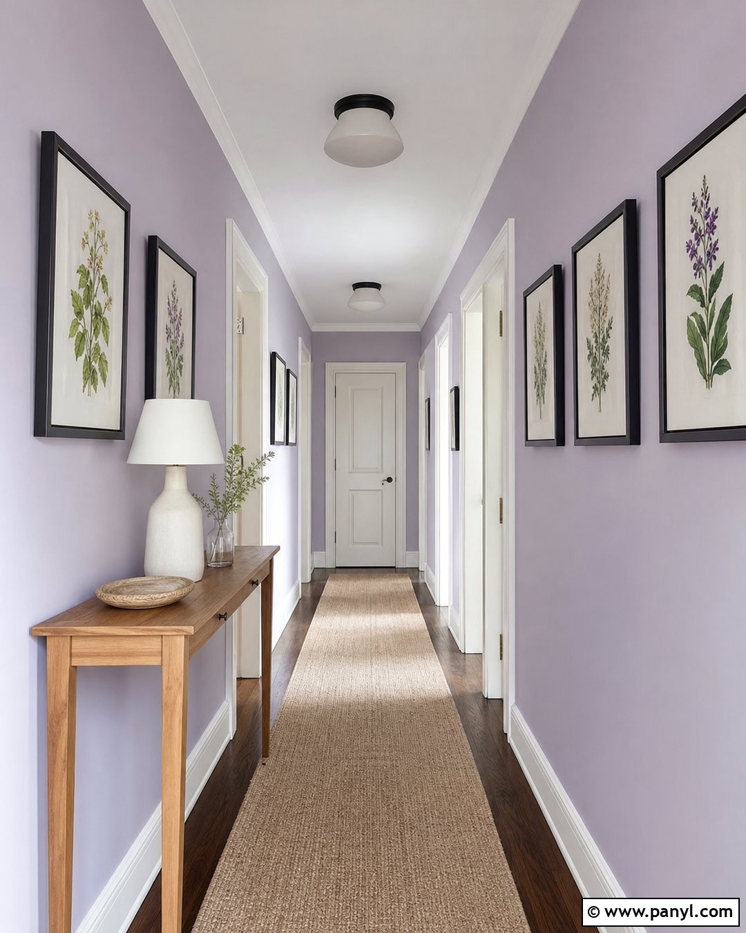 Pale Lavender Hallway With White Trim - 20 Pale Lavender Wall Paint Ideas