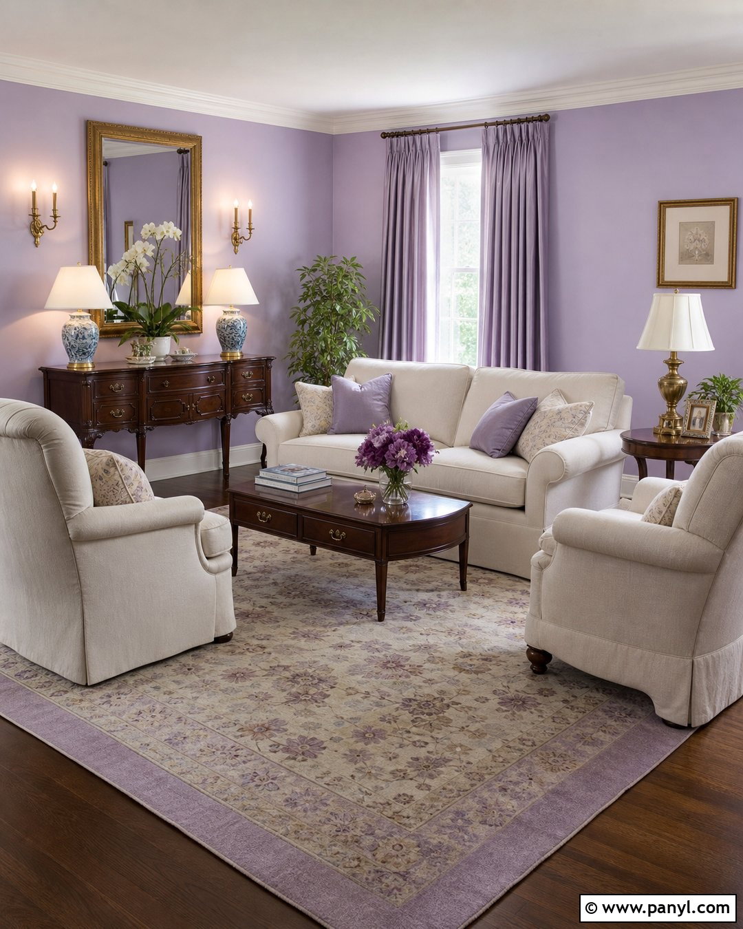 Pale Lavender Living Room With Cream Furniture - 20 Pale Lavender Wall Paint Ideas