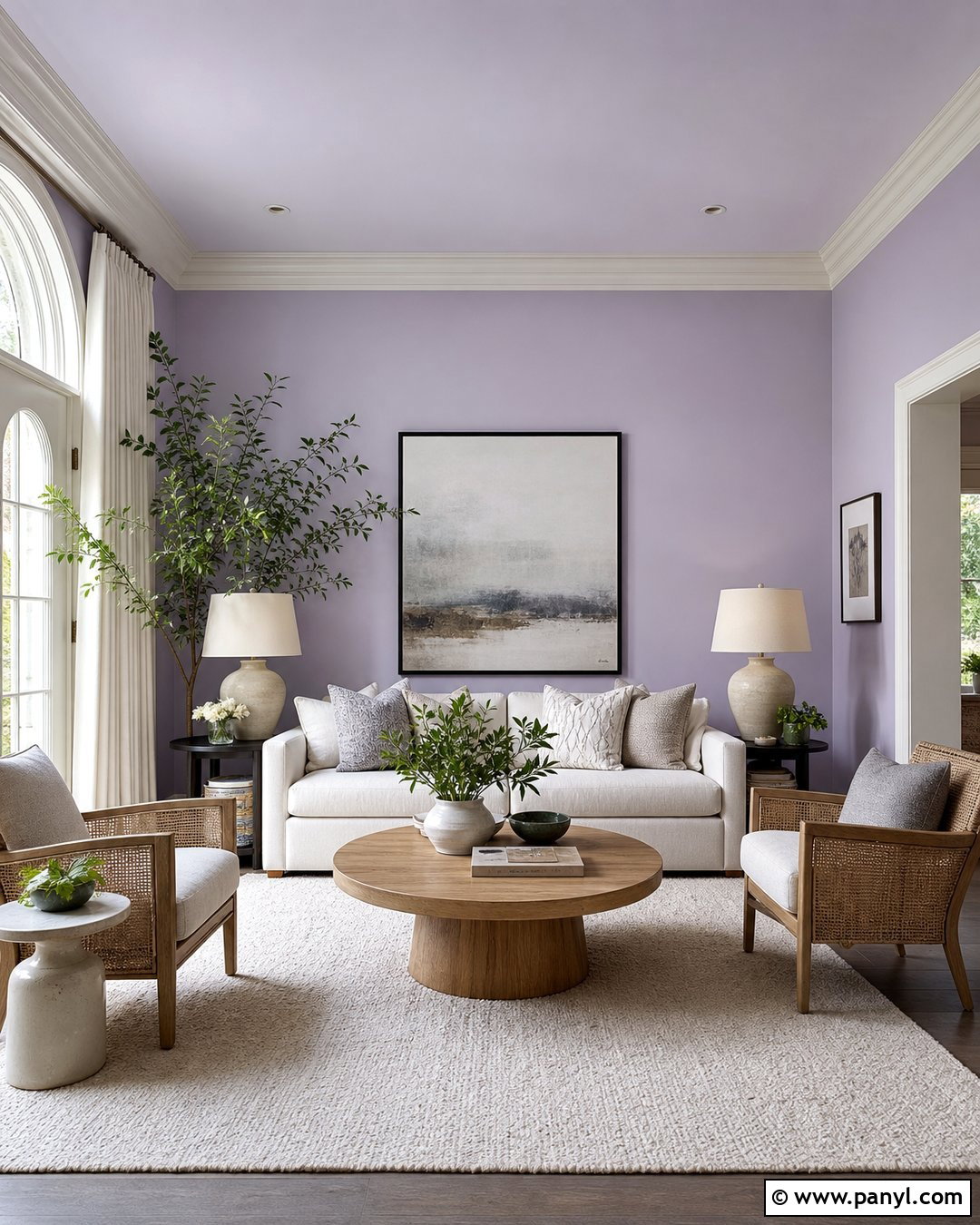 Pale Lavender Living Room With Warm White - 20 Pale Lavender Wall Paint Ideas