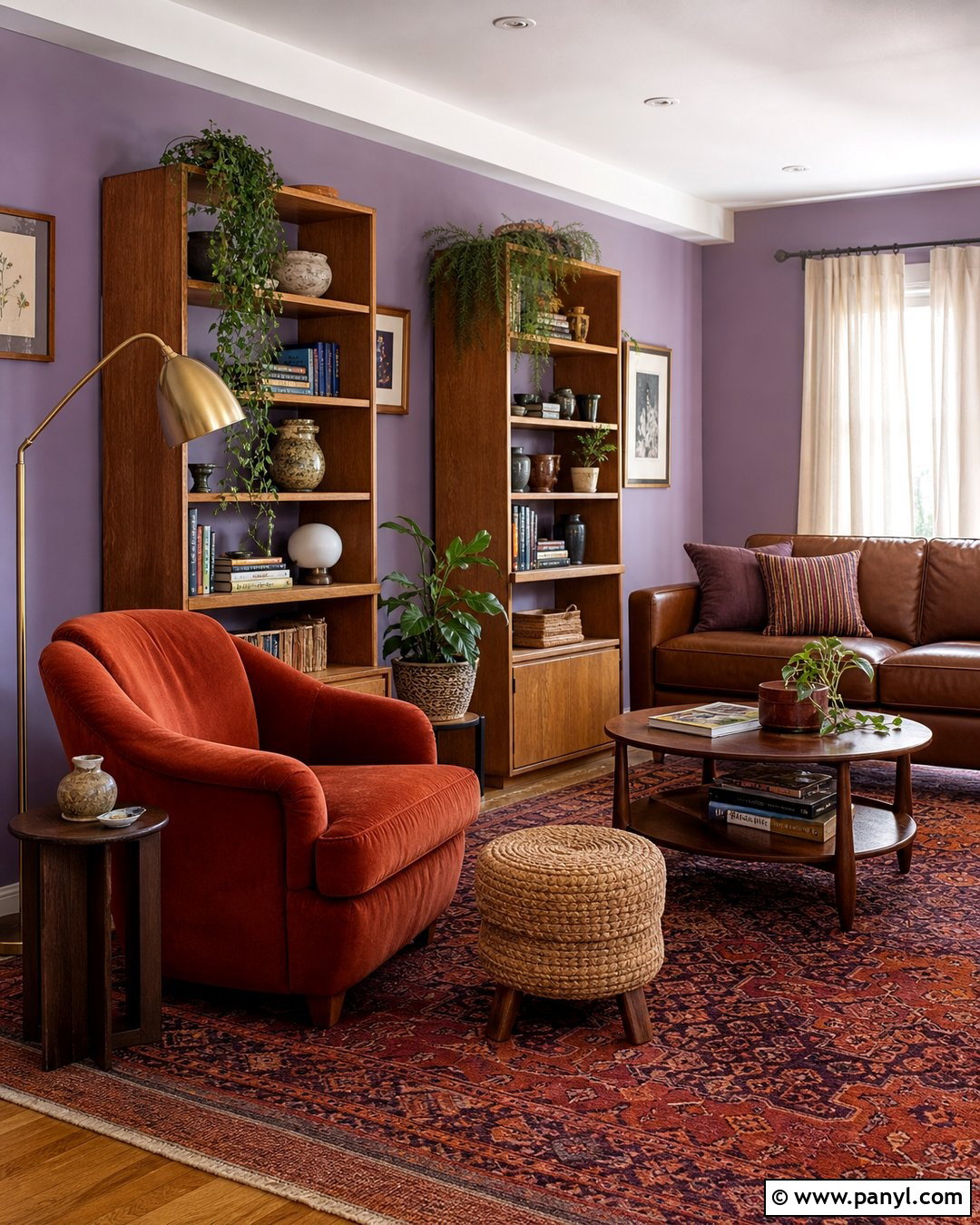 Pale Lavender Reading Room With Terracotta - 20 Pale Lavender Wall Paint Ideas