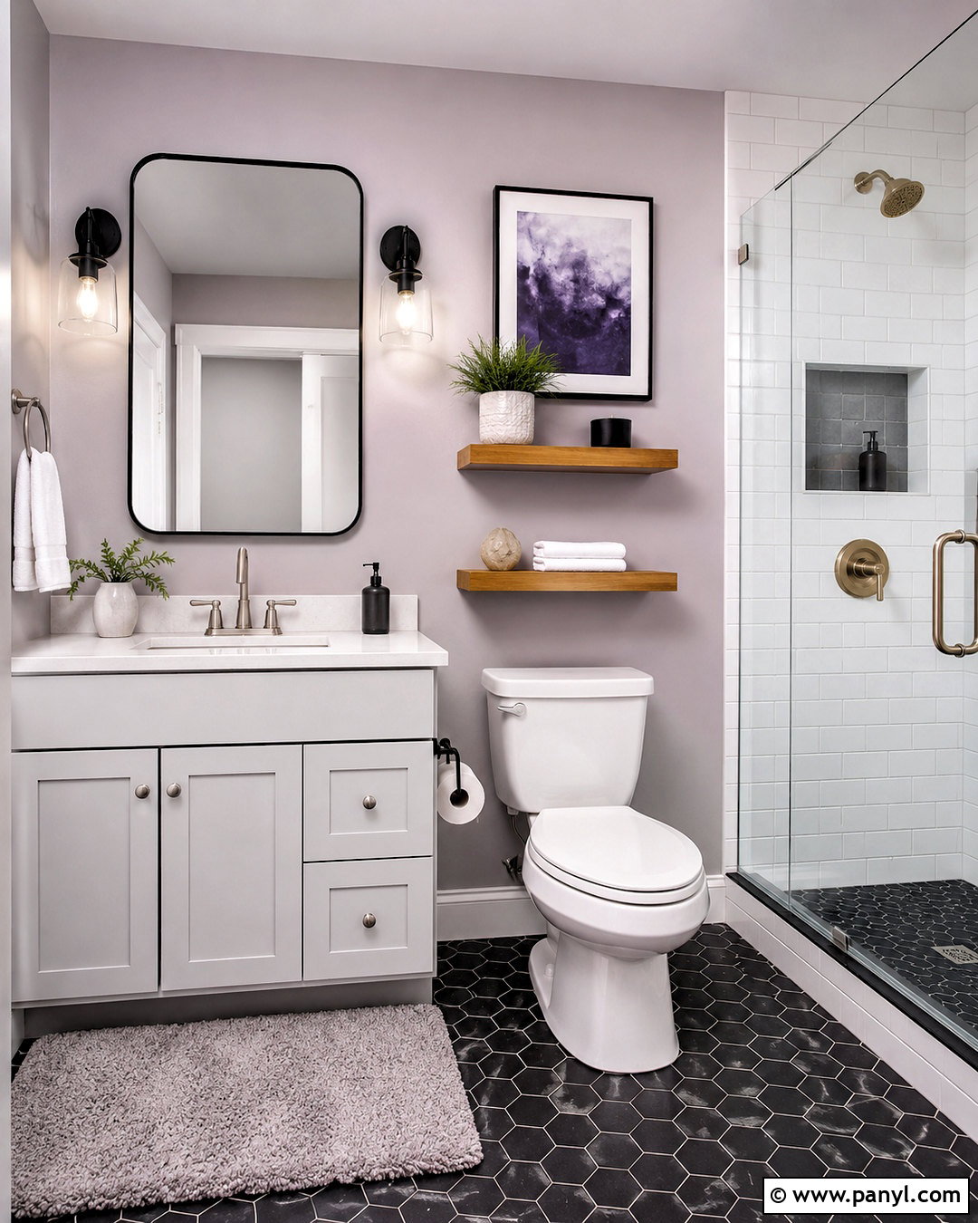 Pale Lavender Wall Color - 20 Wall Color With Black And White Tile Ideas
