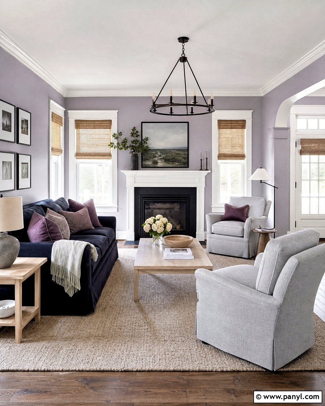Pale Lilac-Gray Living Room - 20 calming paint colors for living room ideas