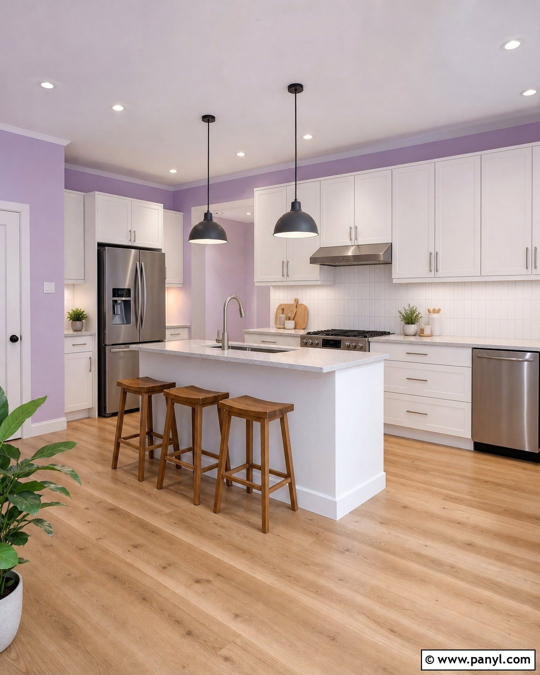 Pale Lilac Purple Kitchen - 20 Modern Purple Wall Color Ideas