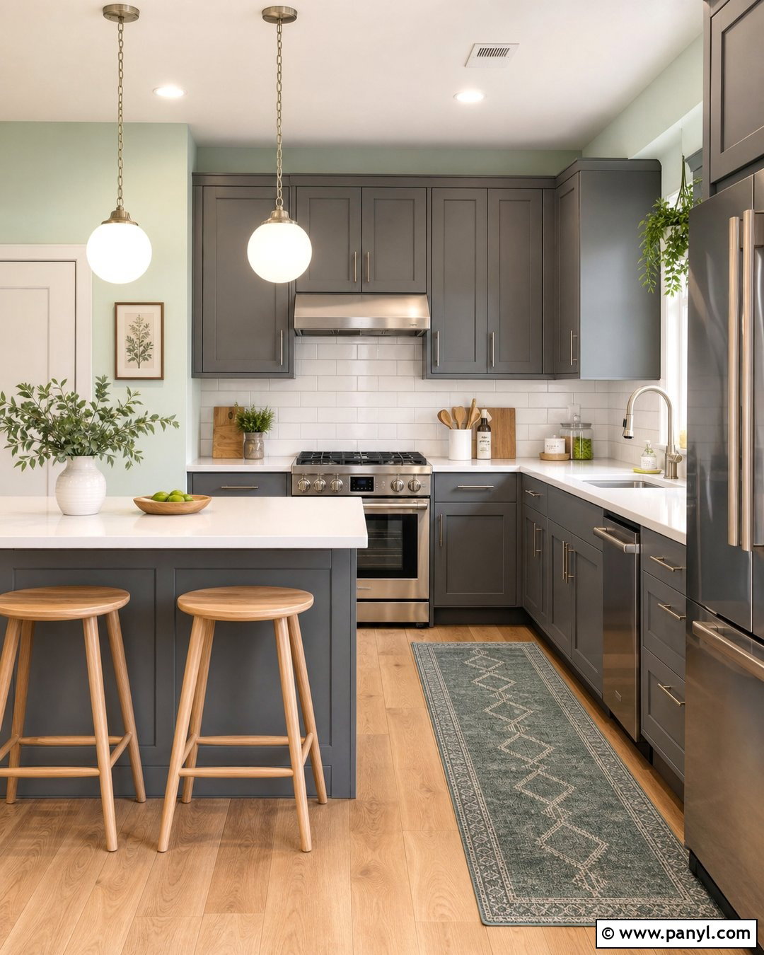 Pale Mint Walls With Gray Kitchen Cabinets - 30 Gray Kitchen Cabinets Wall Color Ideas