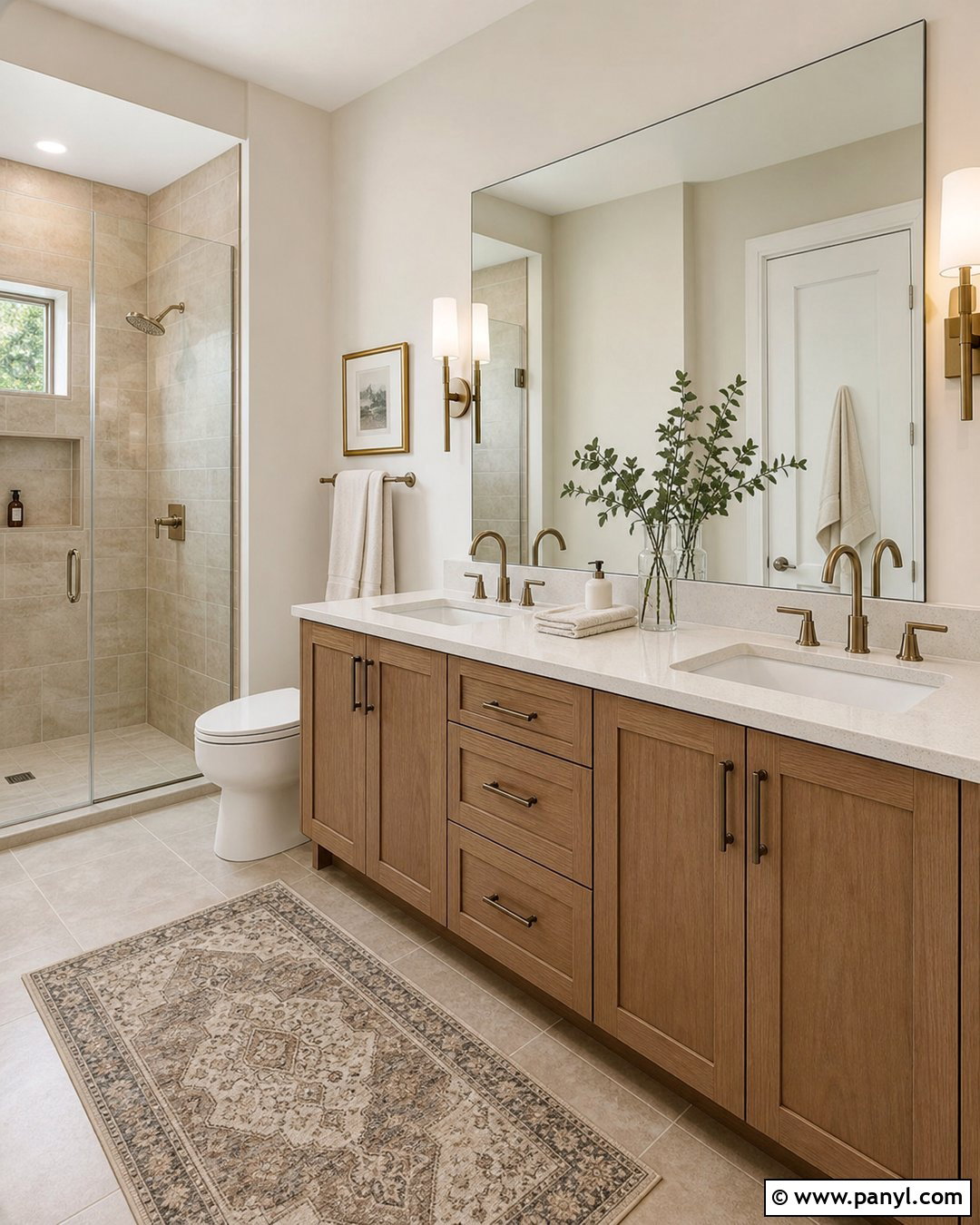 Pale Oak Bathroom With Beige Tile - 25 Benjamin Moore Pale Oak Bathroom Ideas