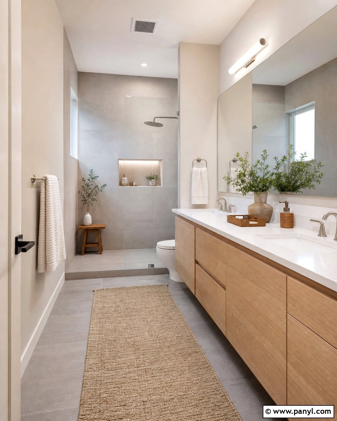 Pale Oak Bathroom With Gray Tile - 25 Benjamin Moore Pale Oak Bathroom Ideas