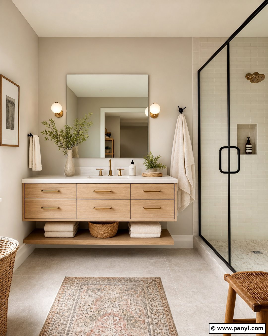 Pale Oak Bathroom With Oak Vanity - 30 Pale Oak Walls