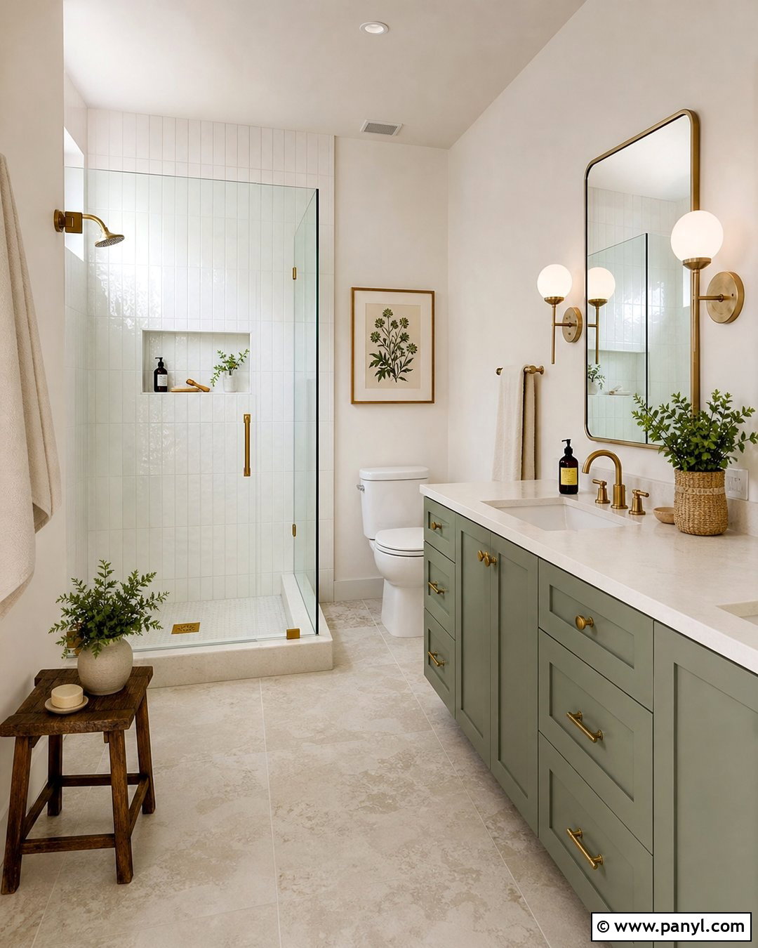 Pale Oak Bathroom With Sage Green Vanity - 25 Benjamin Moore Pale Oak Bathroom Ideas