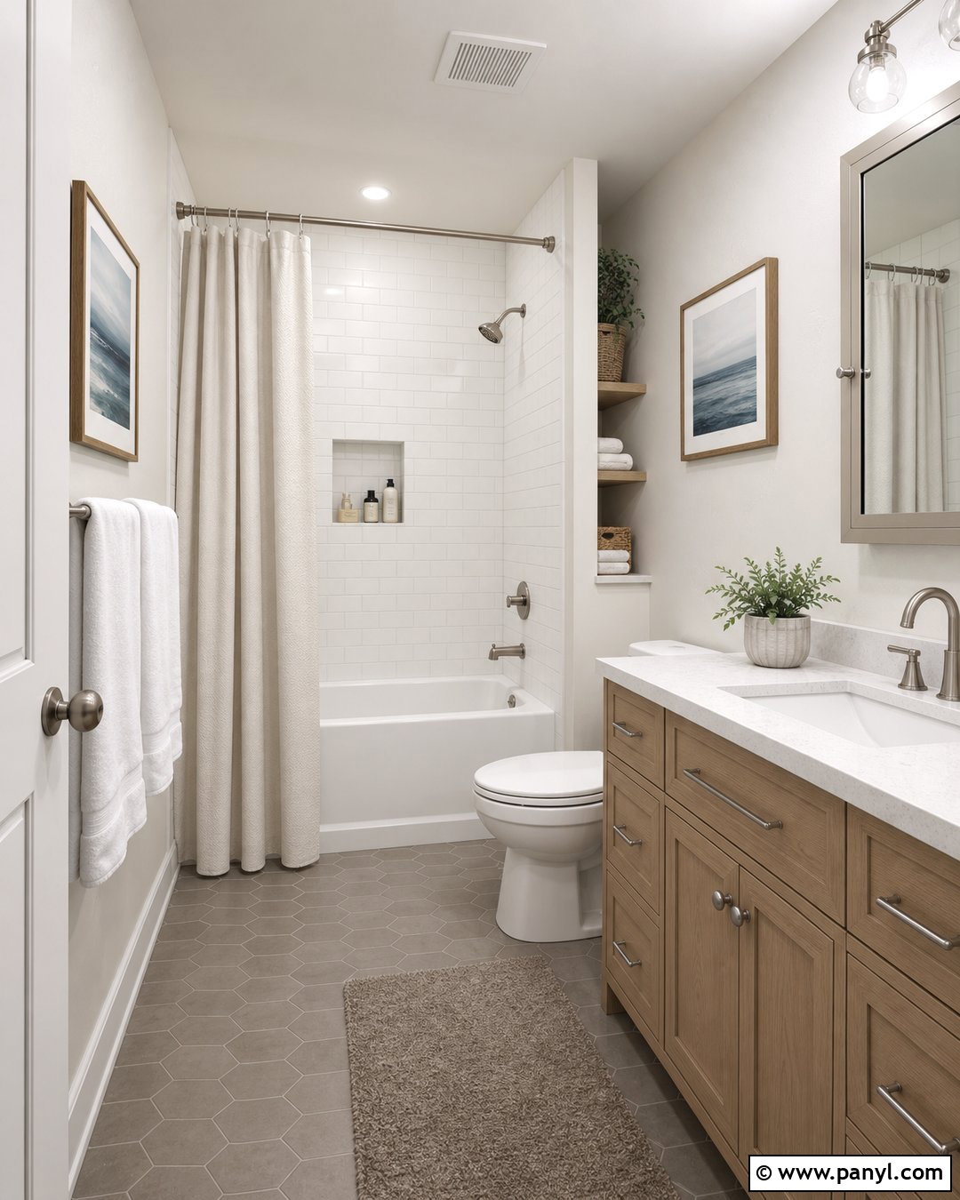 Pale Oak Bathroom With Tub And Shower Curtain - 25 Benjamin Moore Pale Oak Bathroom Ideas