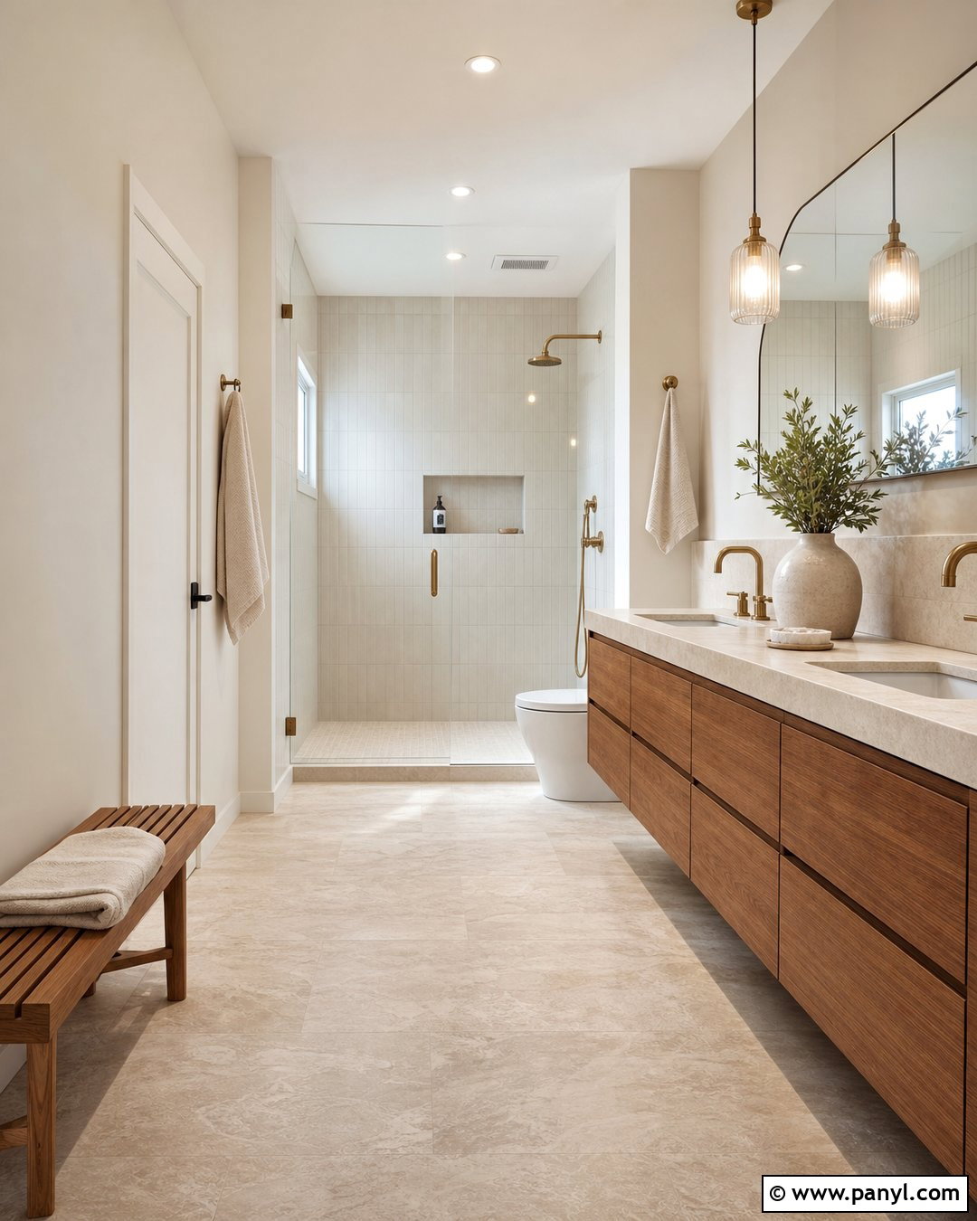 Pale Oak Bathroom With Walnut Vanity - 25 Benjamin Moore Pale Oak Bathroom Ideas