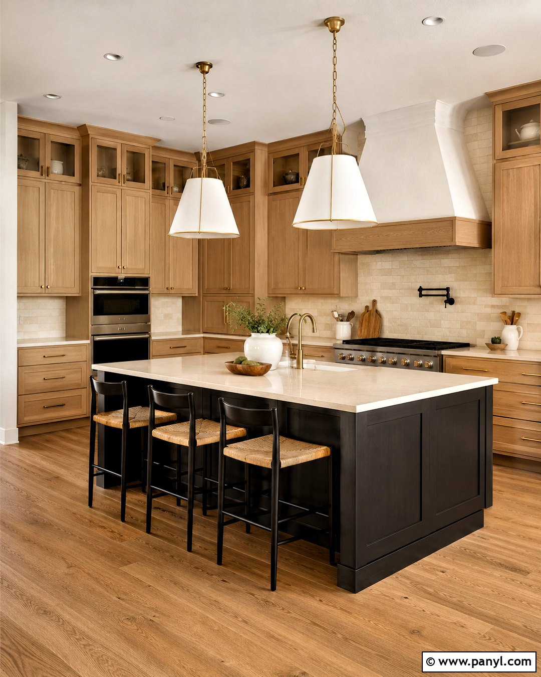 Pale Oak Cabinets With A Dark Island - 20 pale oak kitchen cabinets