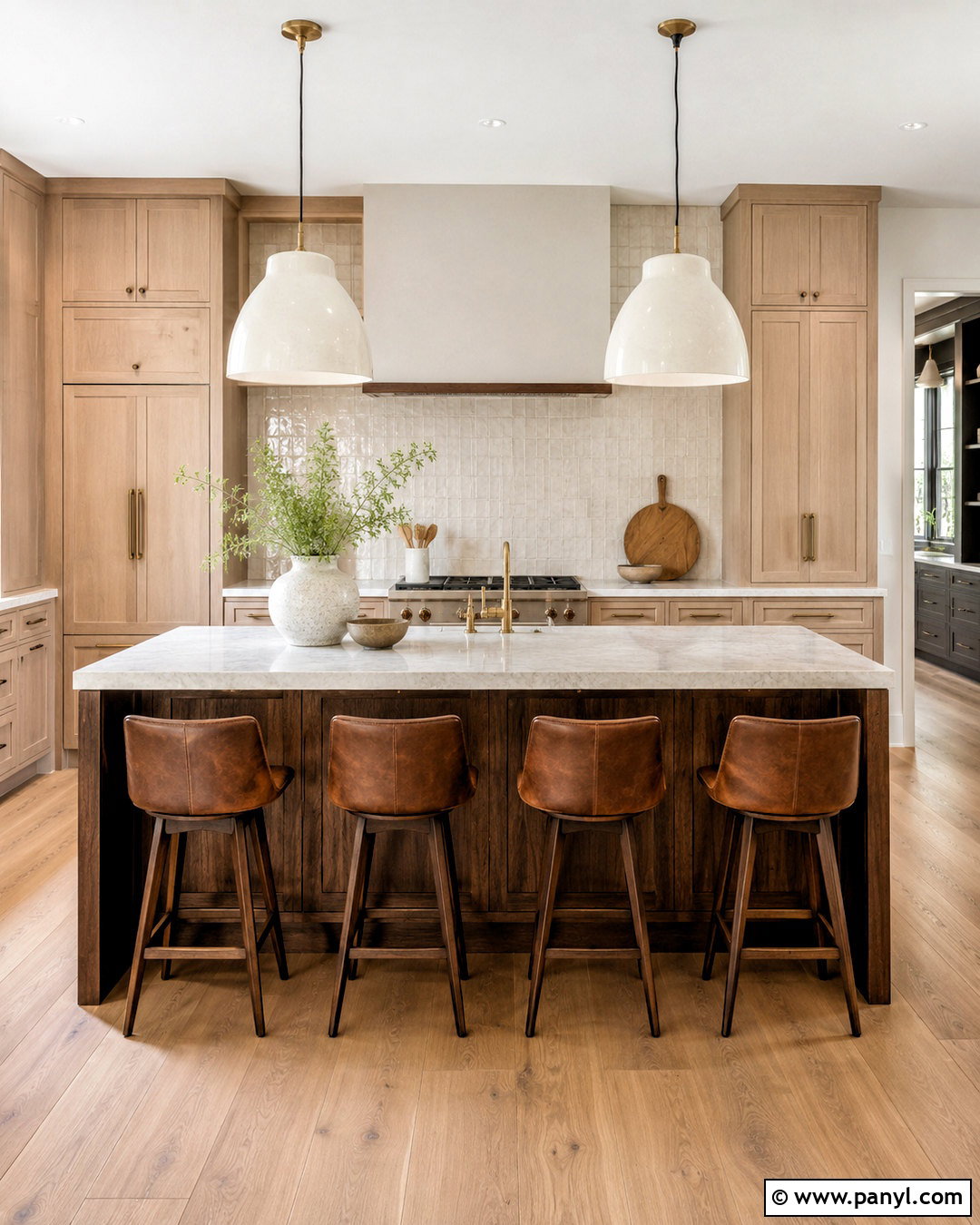 Pale Oak Cabinets With A Walnut Island - 20 pale oak kitchen cabinets
