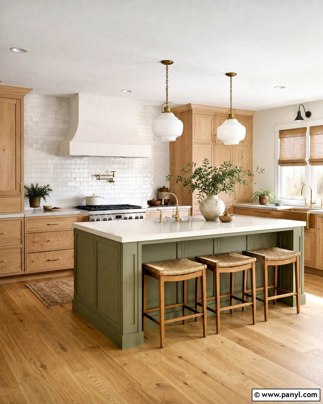 Pale Oak Cabinets With Sage Green Island - 20 pale oak kitchen cabinets