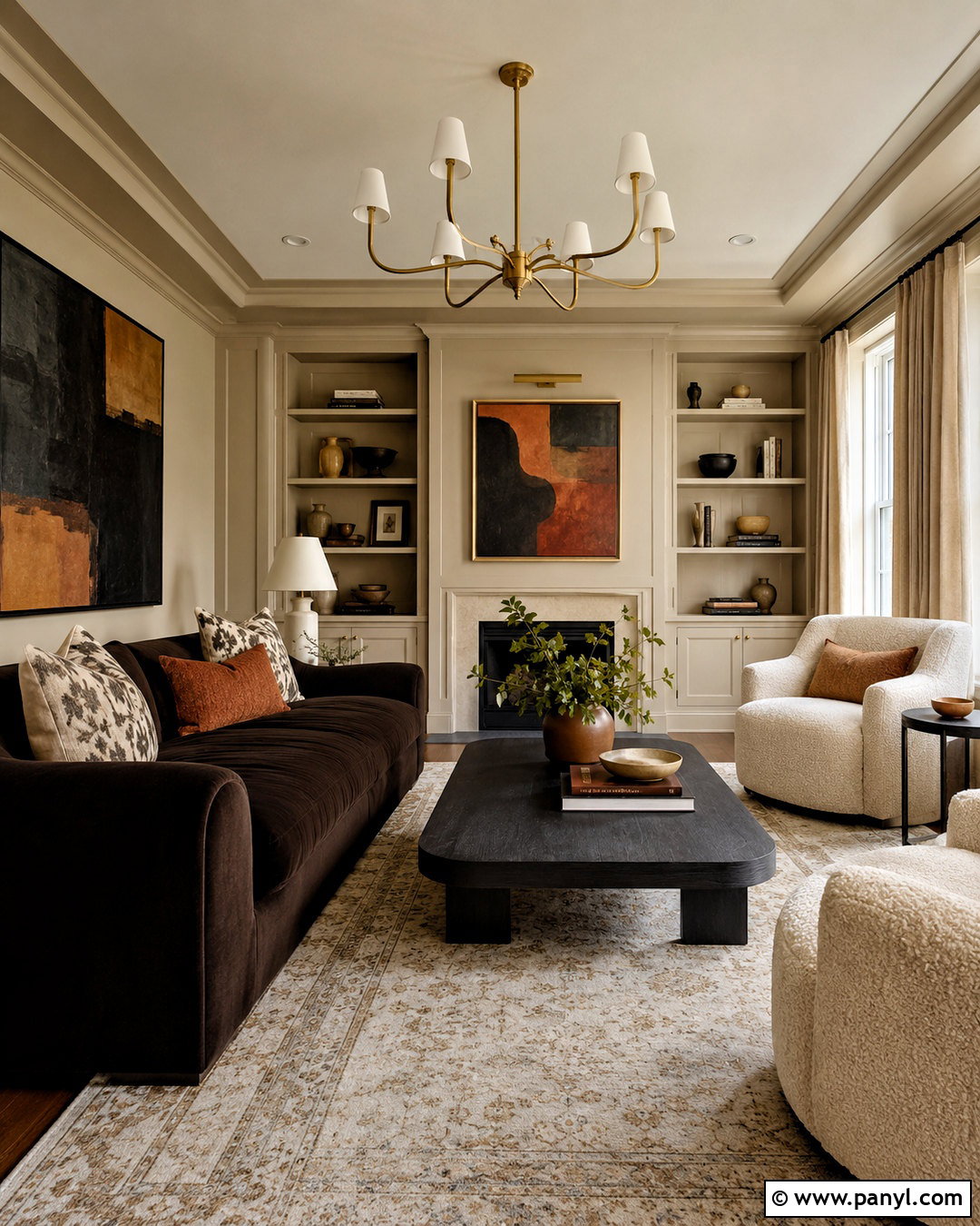 Pale Oak Color-Drenched Living Room - 20 pale oak benjamin moore living room ideas