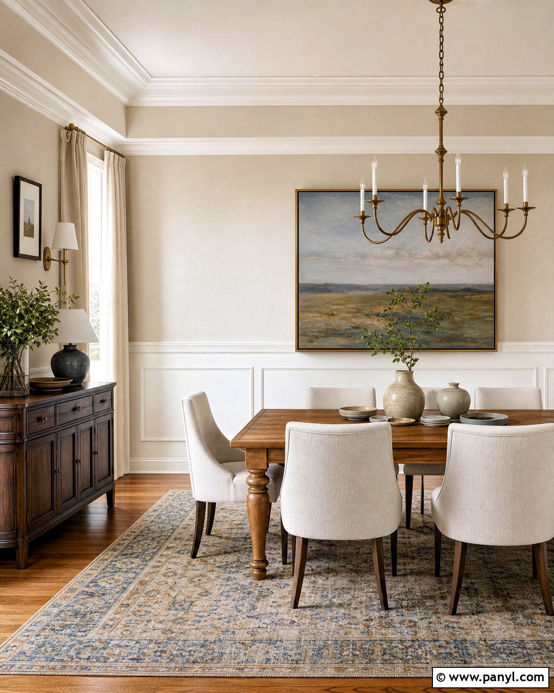 Pale Oak Dining Room With White Dove Wainscoting - 20 pale oak and white dove ideas