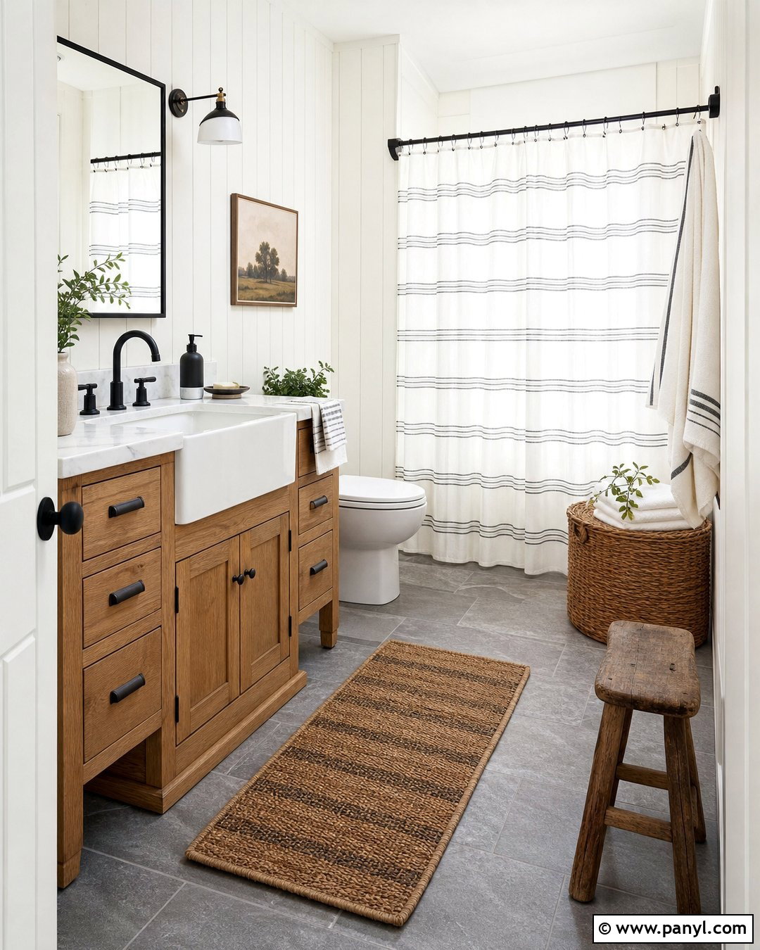Pale Oak Farmhouse Bathroom - 25 Benjamin Moore Pale Oak Bathroom Ideas