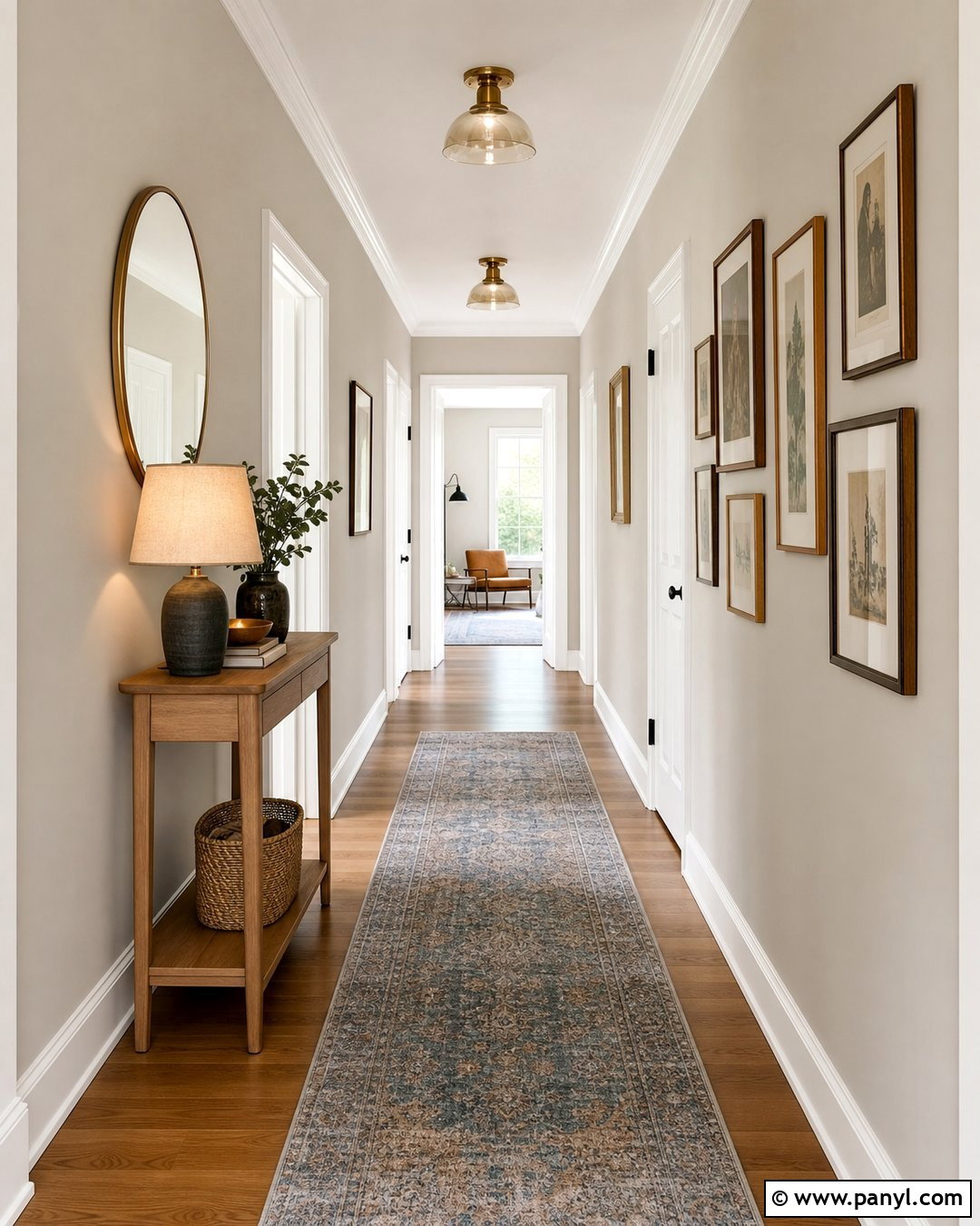 Pale Oak Hallway With White Doors - 30 Pale Oak Walls